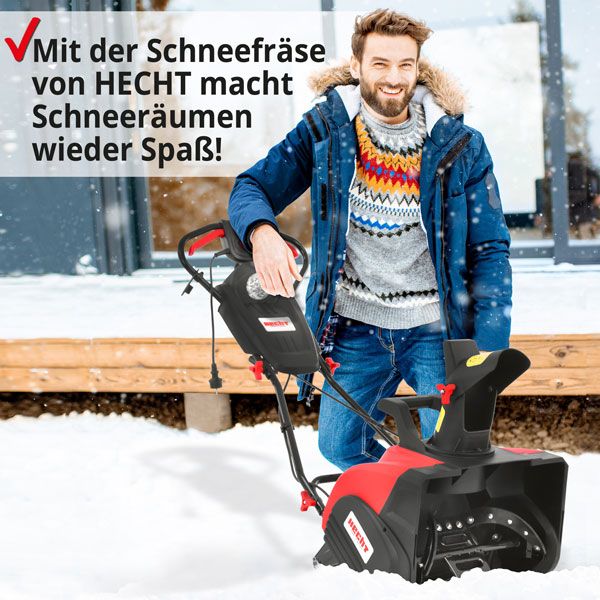 Schneeräumen mit der Elektro-Schneefräse von Hecht so mühelos das es Spaß macht 
