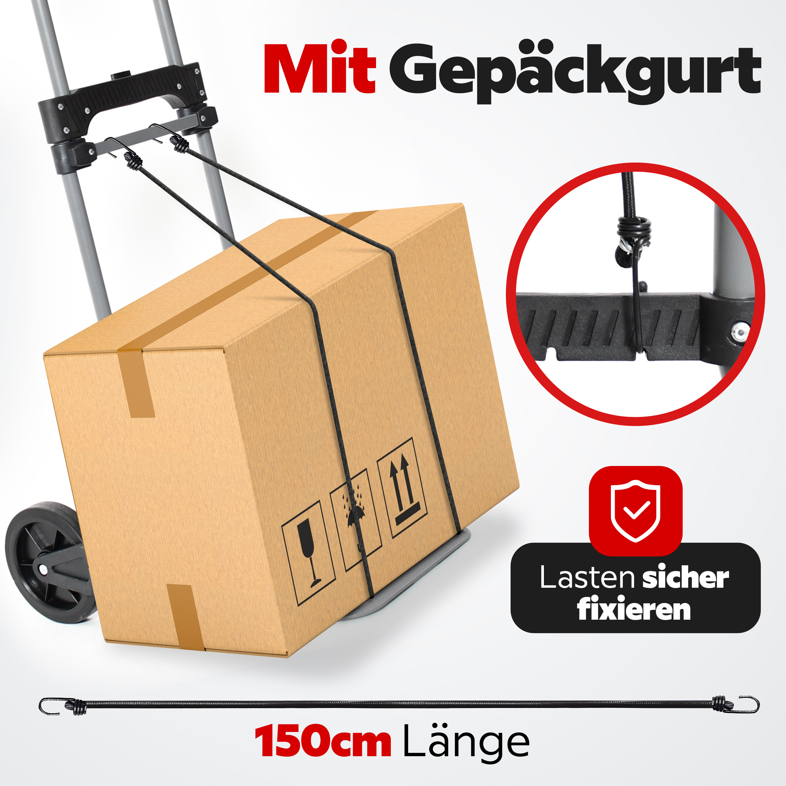 Karre klappbar ONBEST inklusive Gepäckgurt zum sicheren Fixieren von Lasten