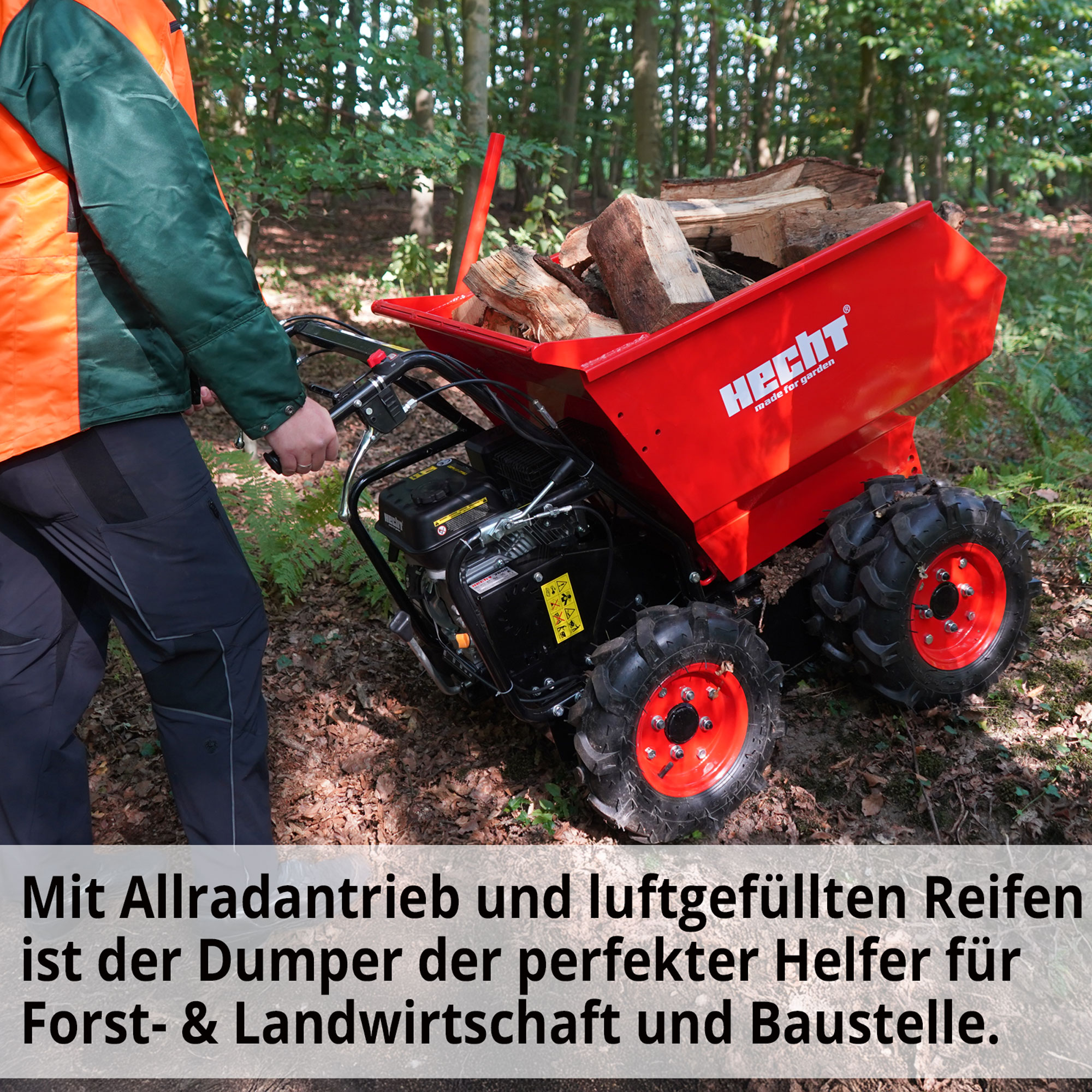 Hecht Motorschubkare mit robusten Reifen ideal für jeden Untergrund 