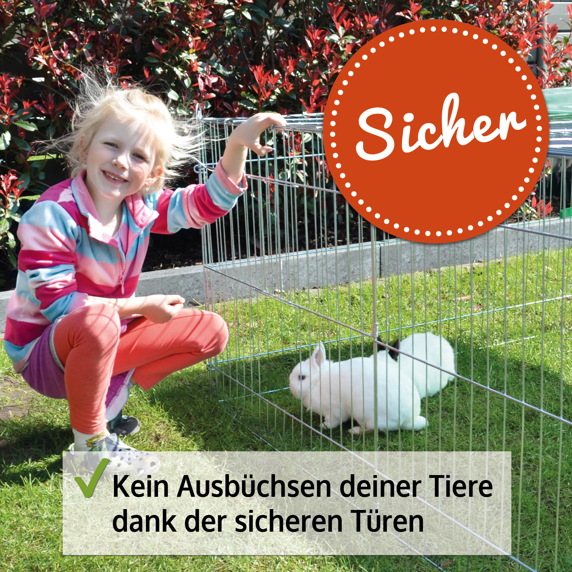 Kaninchenauslauf mit Gitterdach – schützt vor Katzen und anderen Feinden
