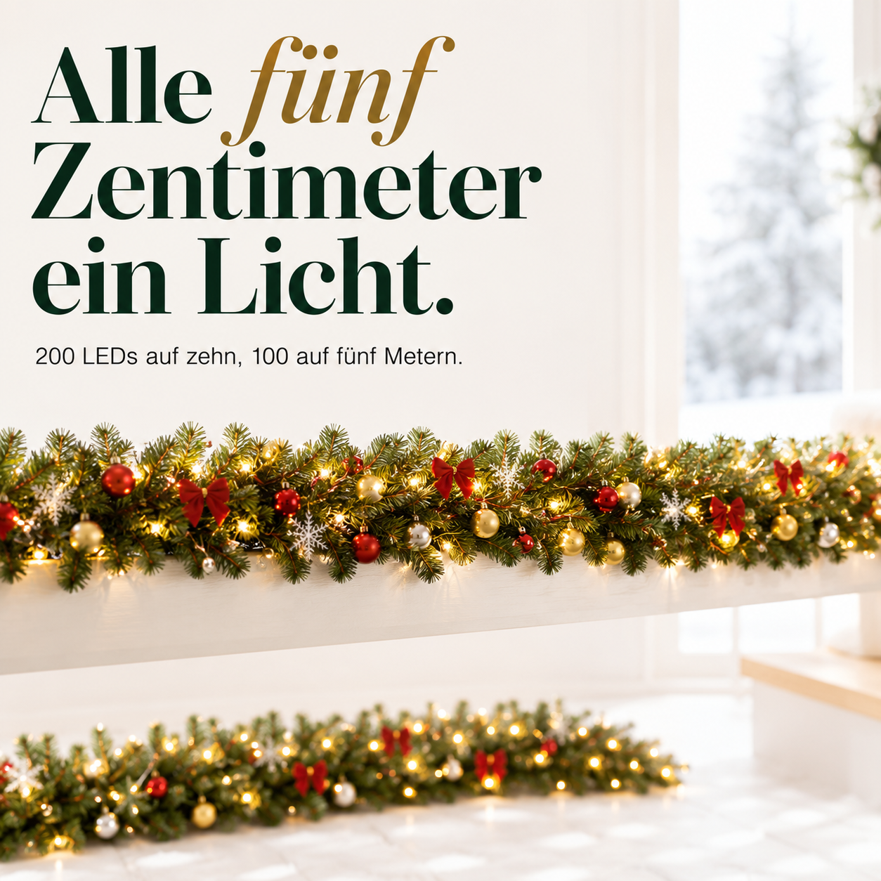 ONBEST LED-Girlande: Dichte Beleuchtung mit einem Licht alle fünf Zentimeter (Dieses Bild wurde mit Hilfe von KI generiert.)