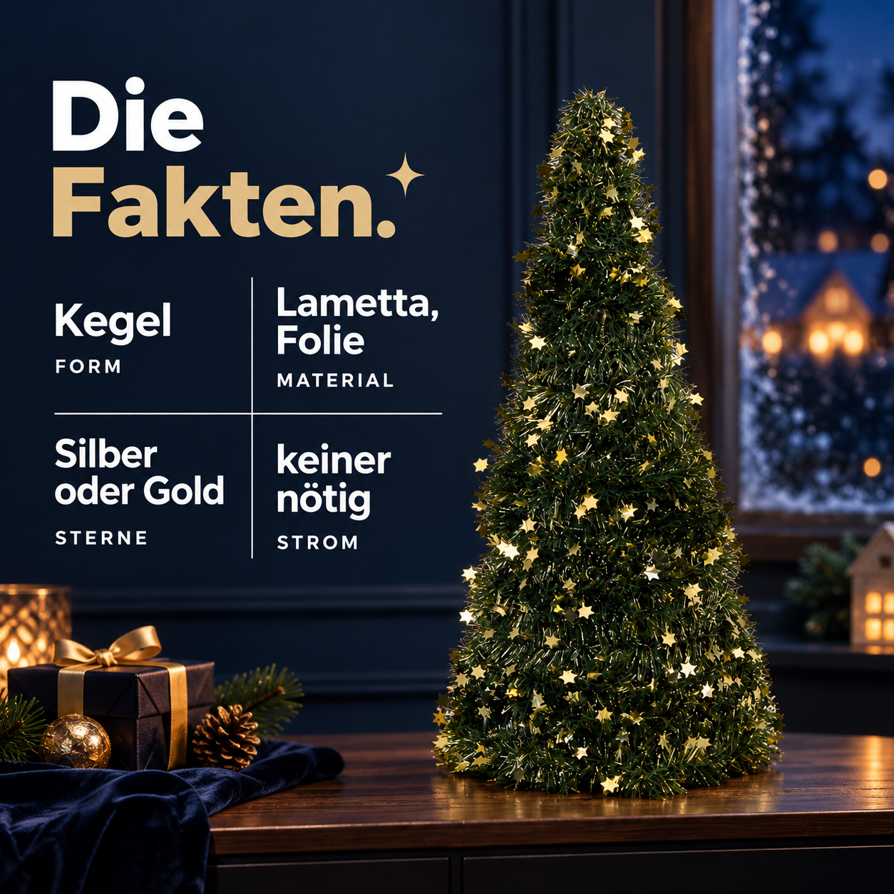 Kleine Tisch-Tanne ONBEST: Fertig geschmückter Baum in Silber oder Gold (Dieses Bild wurde mit Hilfe von KI generiert.)