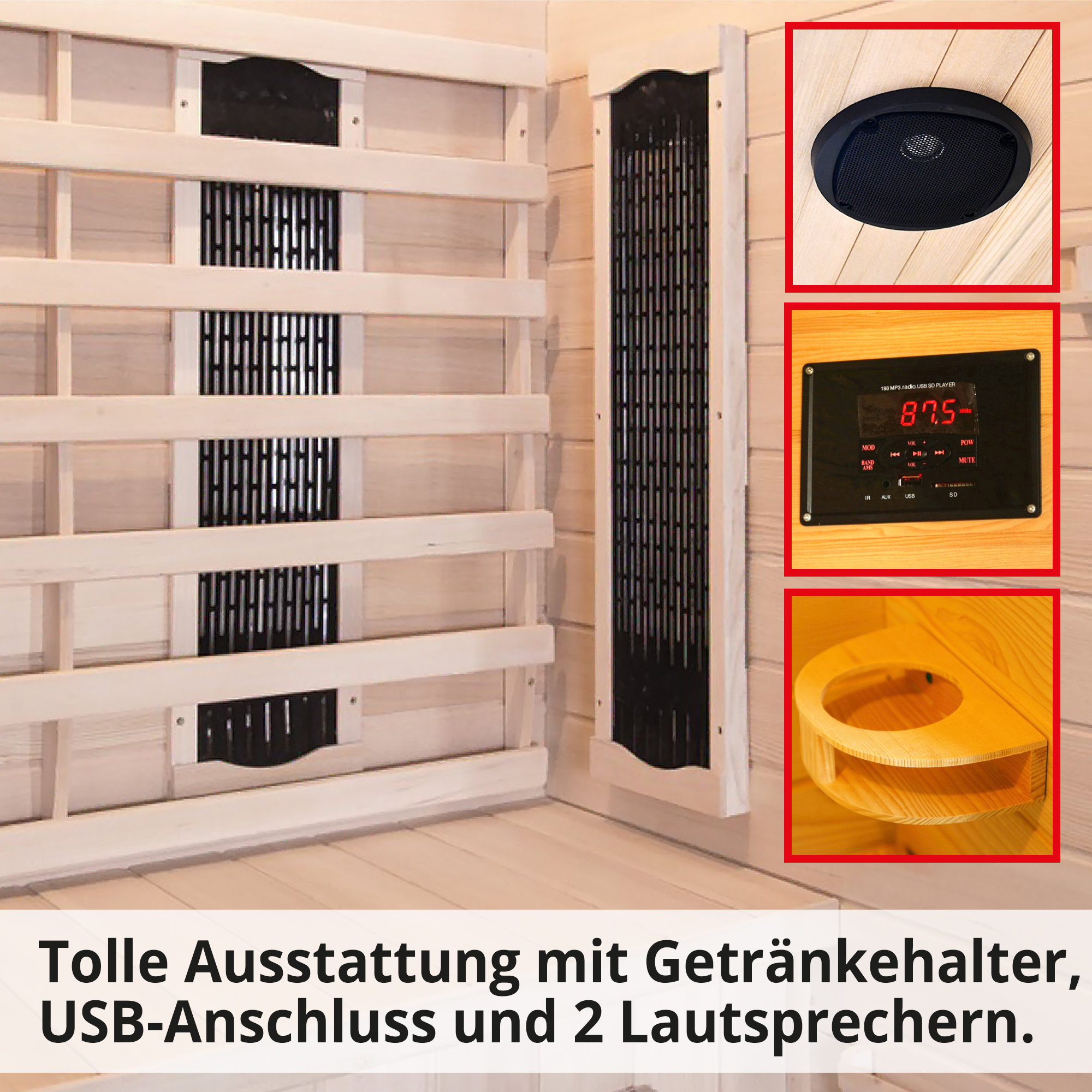 HECHT Infrarotsauna »ACTIVE« Infrarotsauna inklusive hochqualitative Ausstattung 