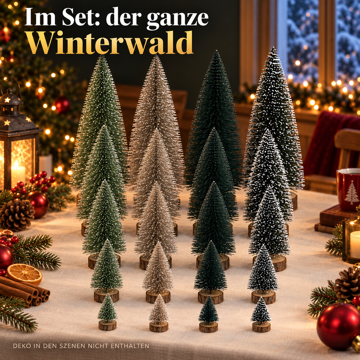 Winterwald aufbauen: Tannen in drei Handgriffen arrangiert (Dieses Bild wurde mit Hilfe von KI generiert.)