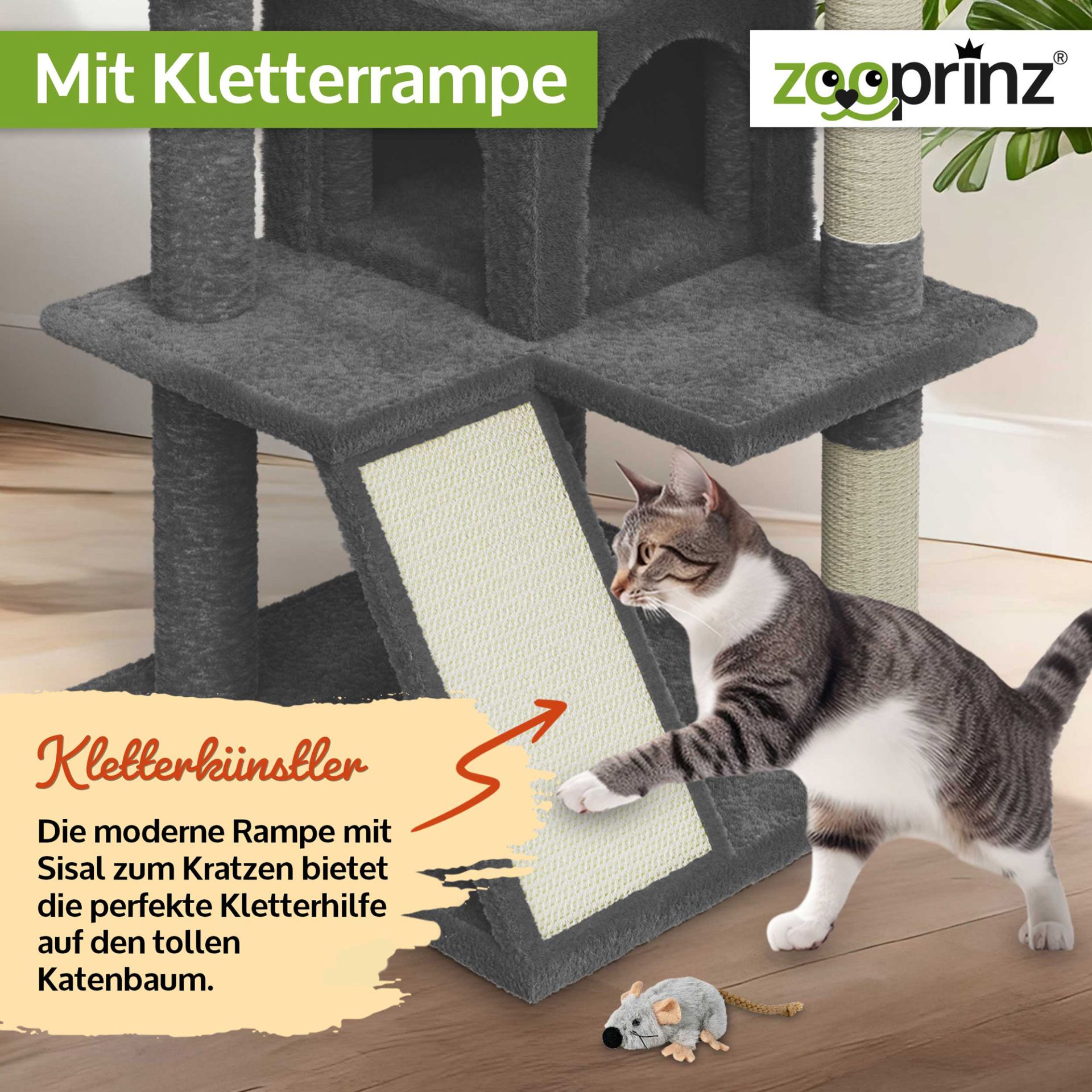 Katzenbaum Kitty; mit Kletterrampe