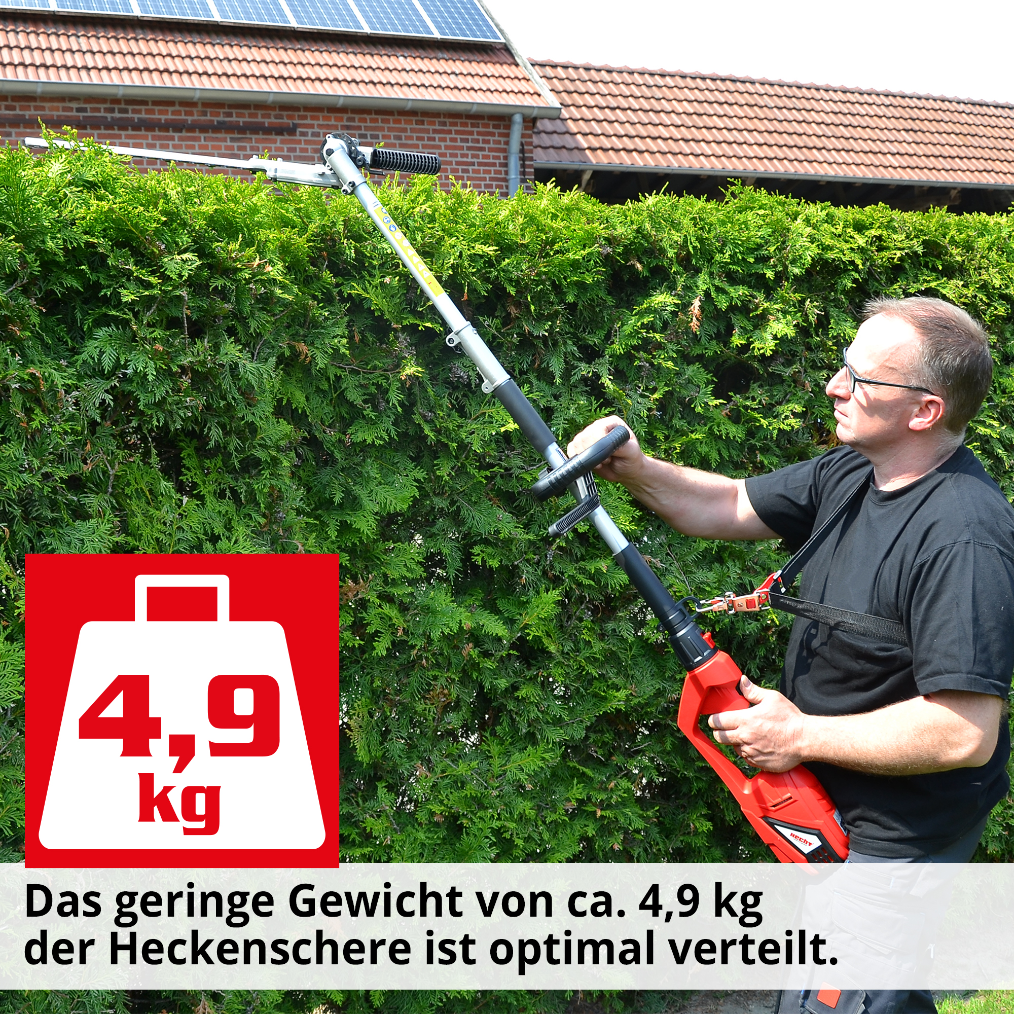 Hecht Elektro-Heckenschere 695 mit geringem Gewicht 4 Kg für bequemes arbeiten 