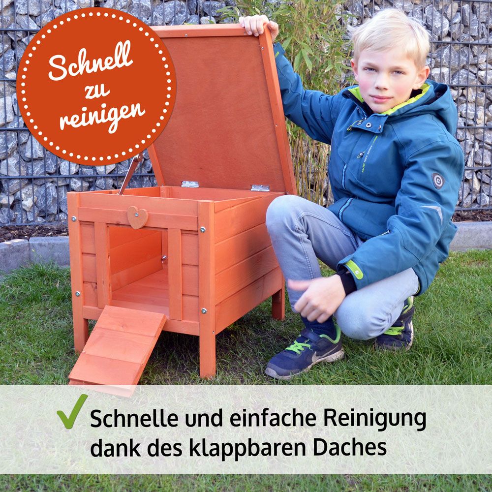 zooprinz Hasenstall Mini Haus Aufklappbares Dach zur schnellen Reinigung 