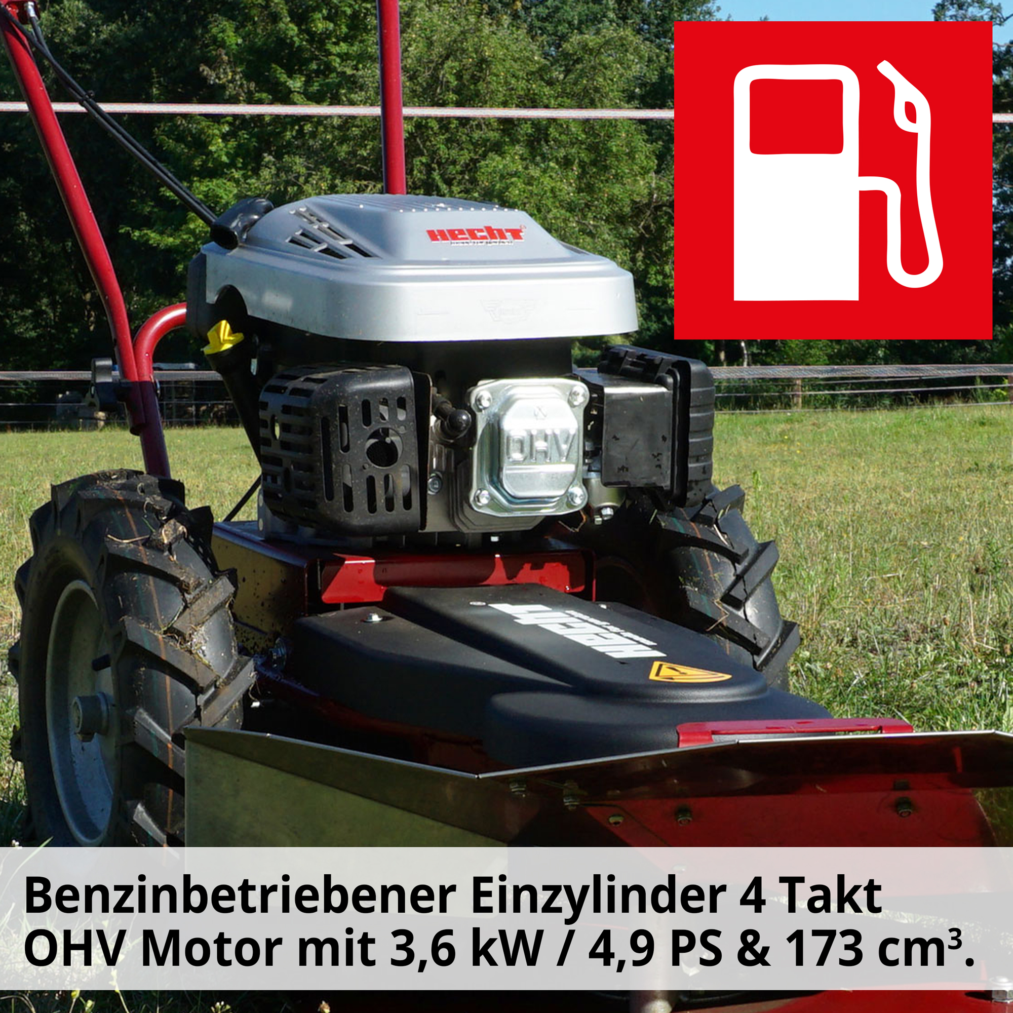 Hecht Wiesenmäher 5060 mit leistungsstarkem 4-Takt Motor 