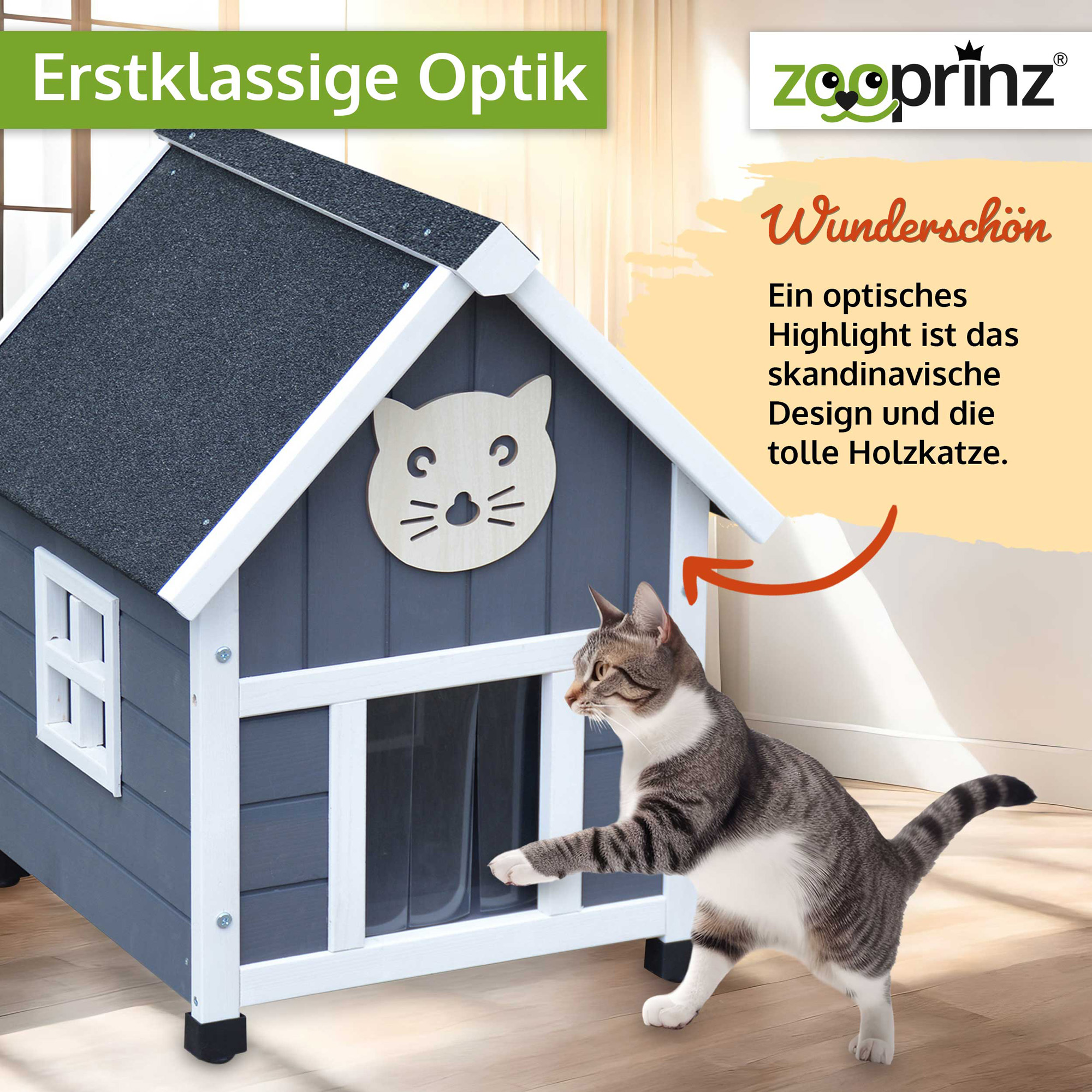 Katzenhaus Tiger; erstklassige Optik