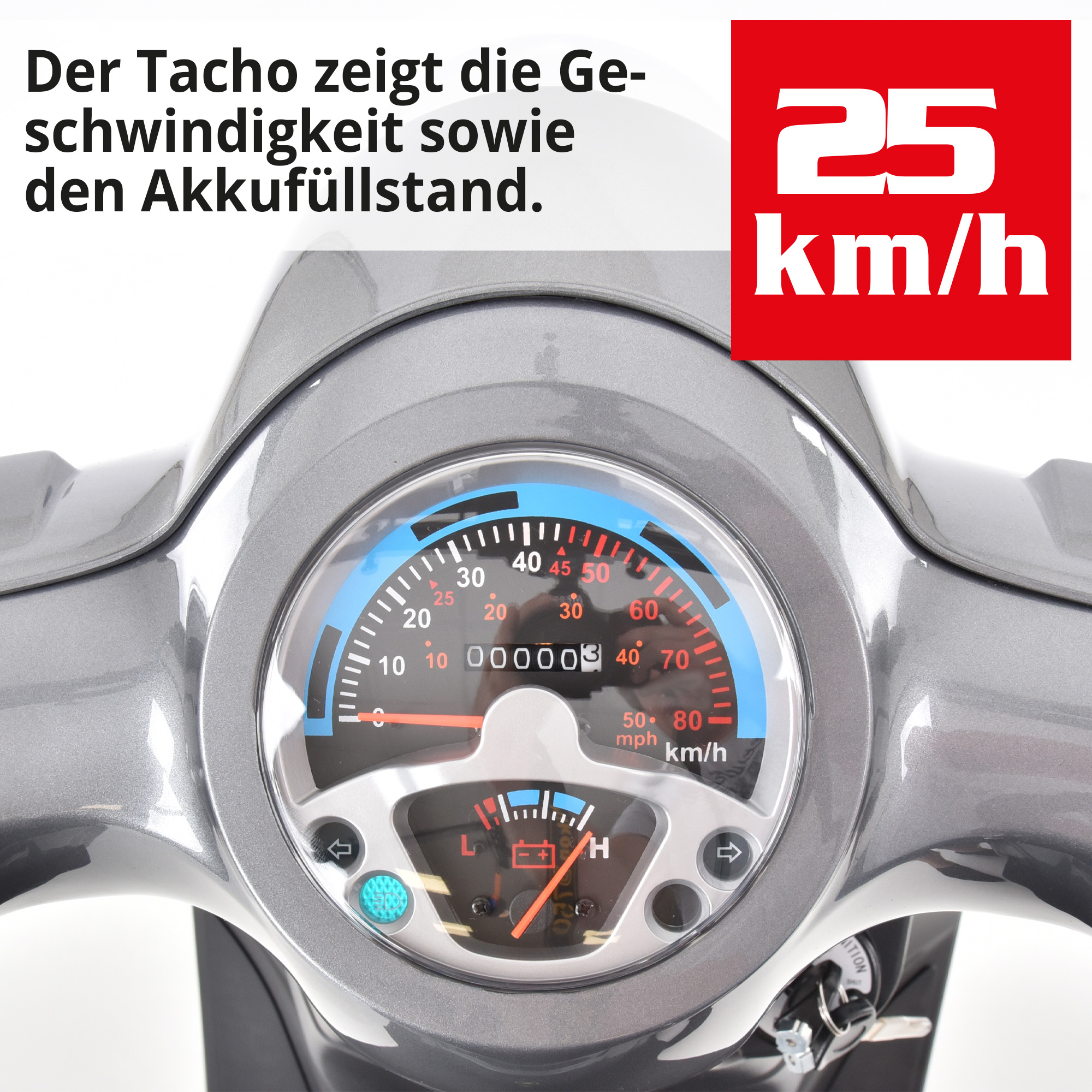 HECHT CITISMAX Grau mit integriertem Tacho 