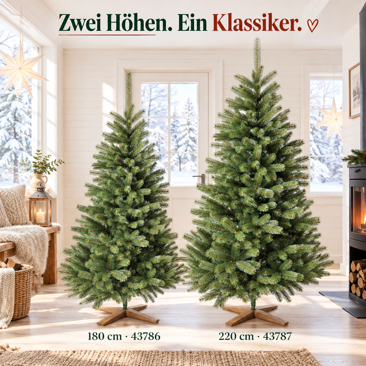 Festlicher ONBEST Weihnachtsbaum: Geschmückter Classic Kunstbaum im Wohnzimmer (Dieses Bild wurde mit Hilfe von KI generiert.)