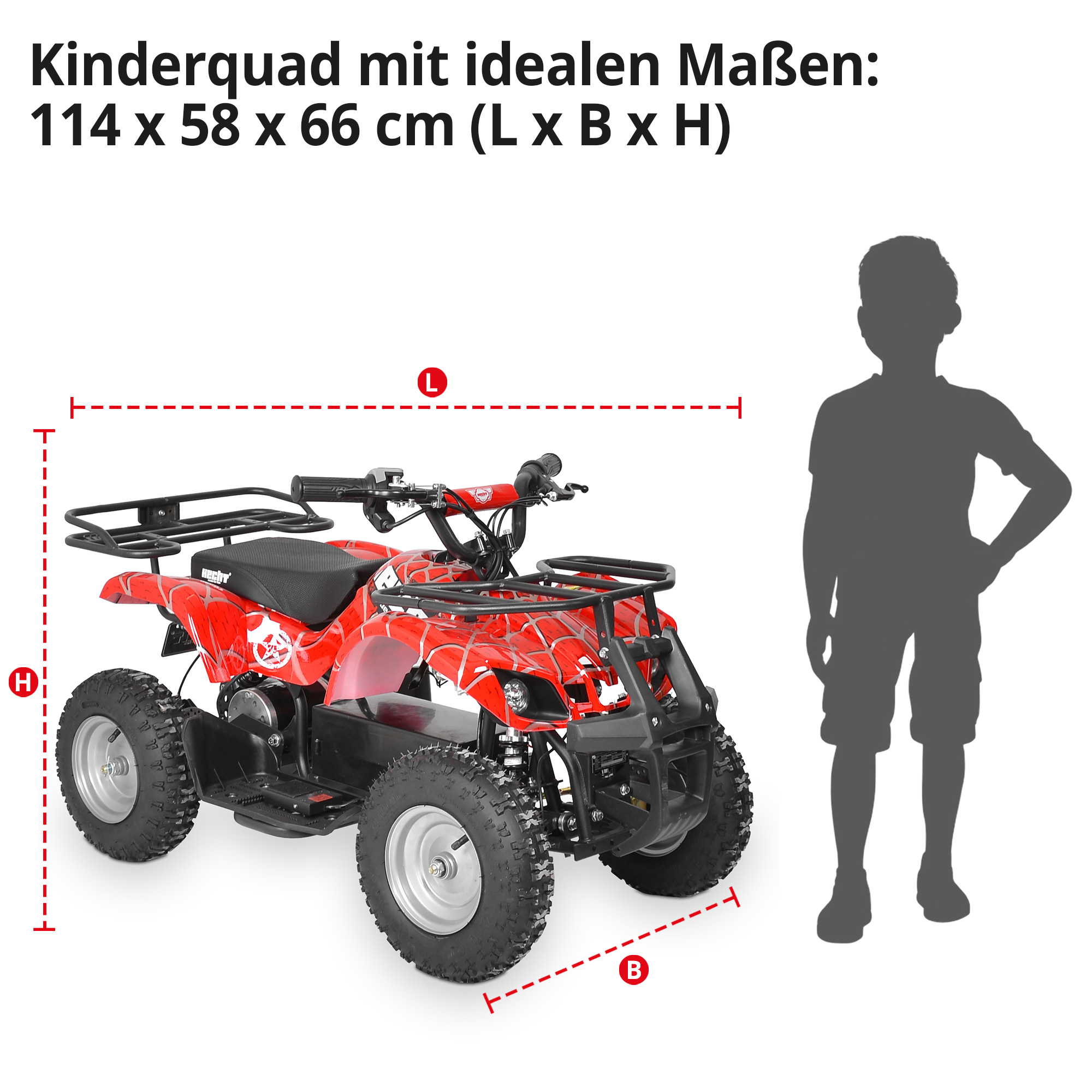 Elektro Quad 56100 Rot mit idealen Maßen 114 x 58 x 66cm