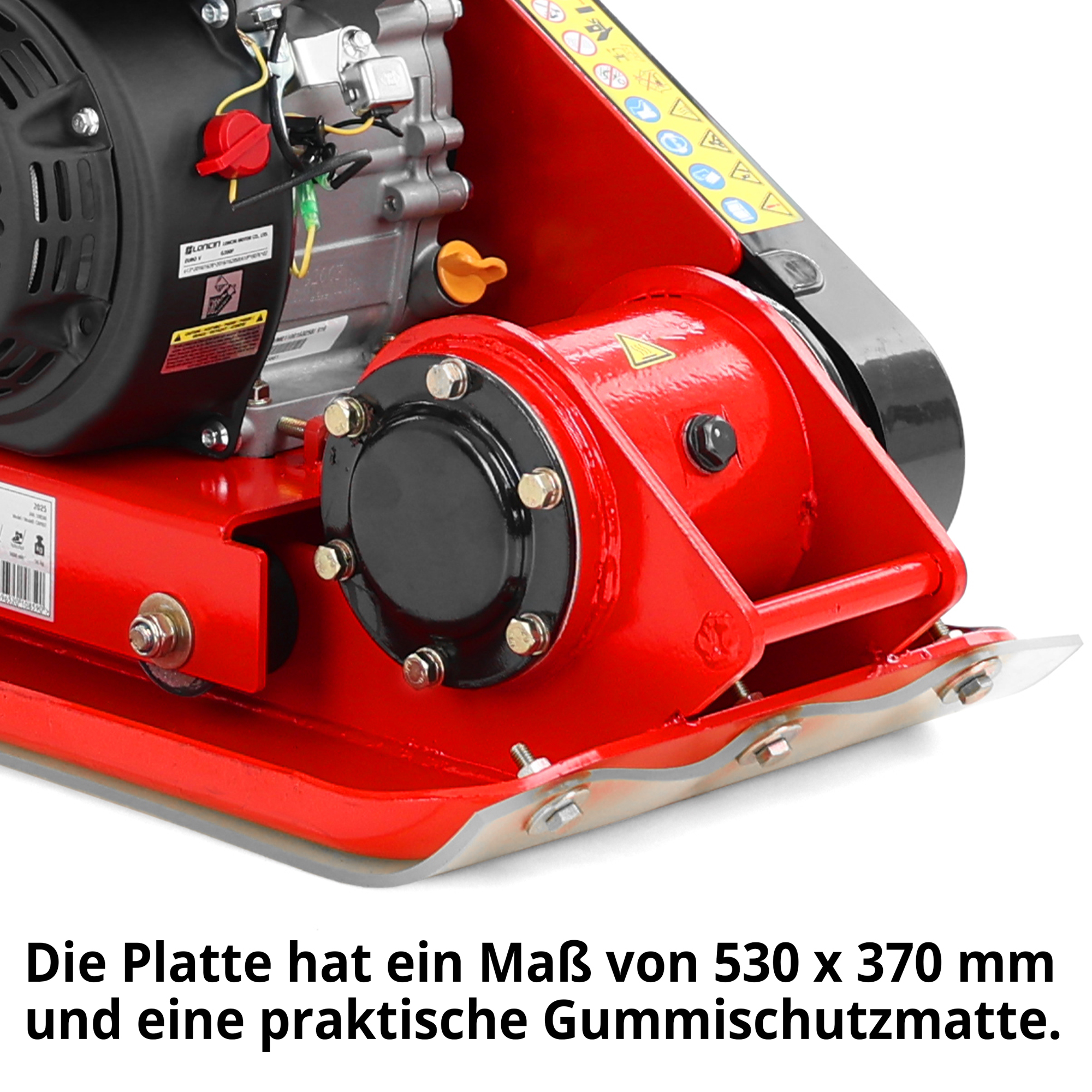 HECHT 1111 Rüttelplatte; Platte hat ein Maß von 530 x 370 mm und eine praktische Gummimatte