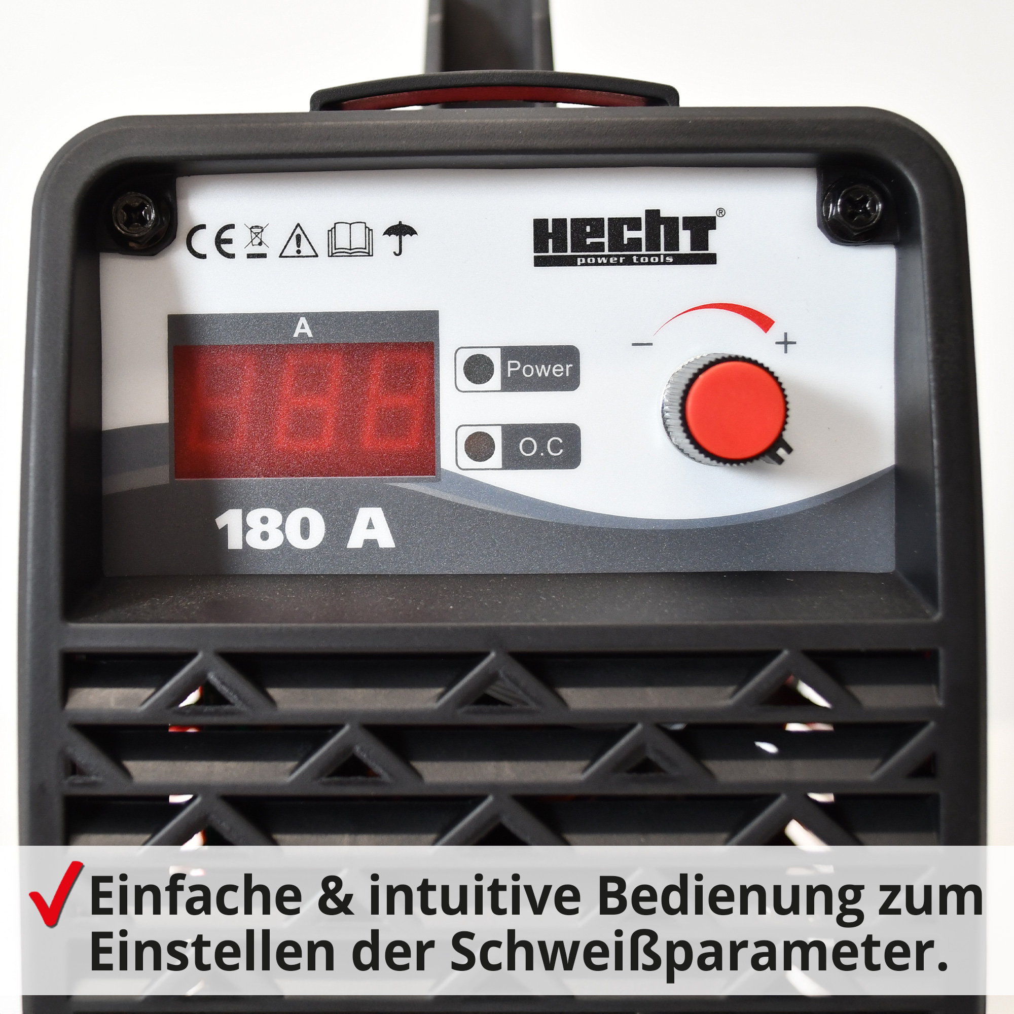 Hecht 1828 MMA Inverter Schweißgerät; Einfache und intuitive Bedienung zum Einstellen der Schweißparameter