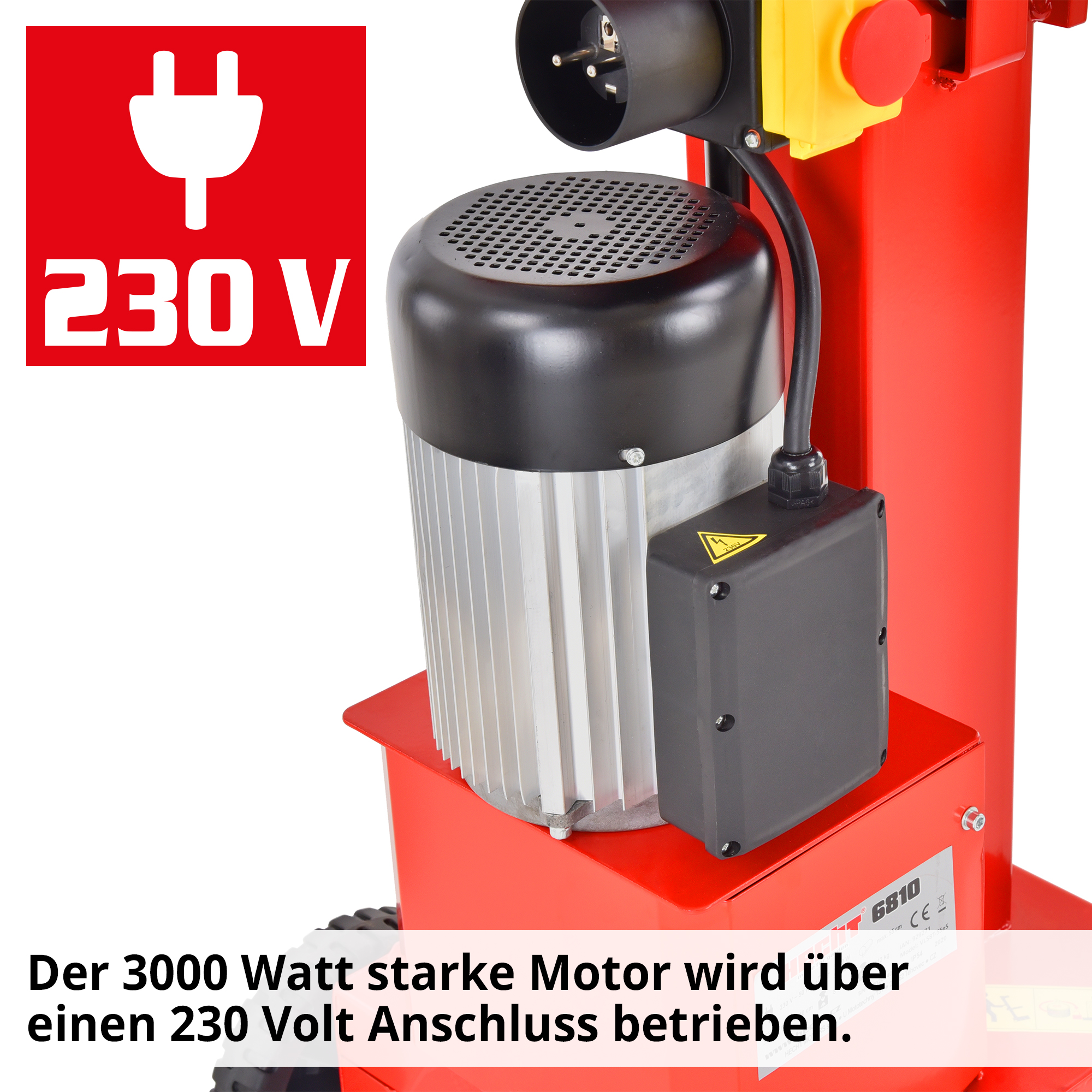 HECHT Hydraulikholzspalter 6810 Hydraulikholzspalter mit starkem Elektro Motor