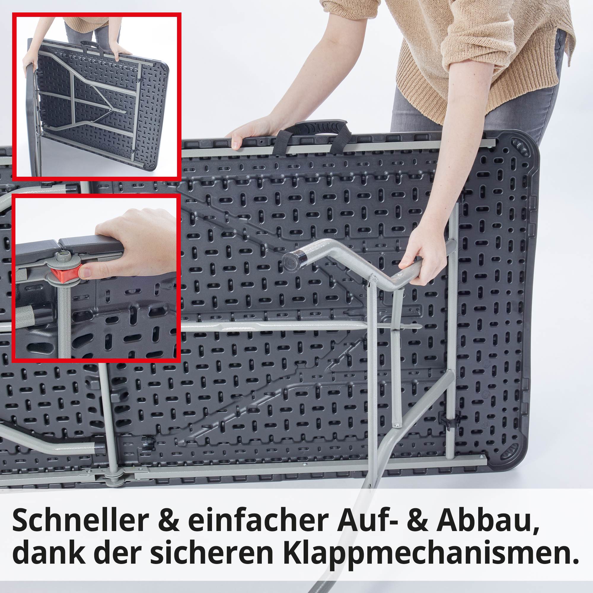 Hecht Foldis Set; Schneller und einfacher Auf- und Abbau, dank der sicheren Klappmechanismen