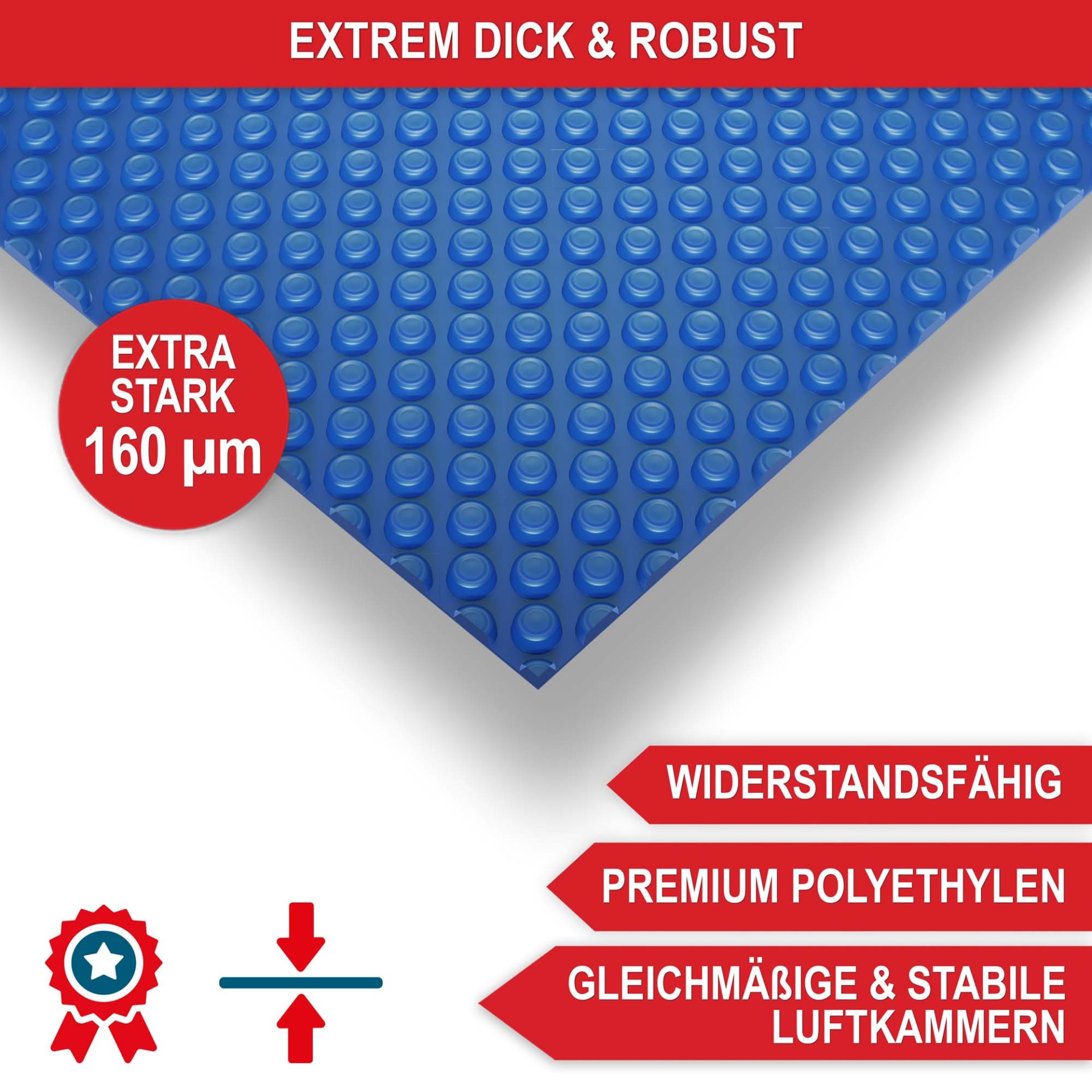 Pool Solarplane M - extrem dick und robust, widerstandsfähig, premium Polyethylen, gleichmäßige und stabile Luftkammern