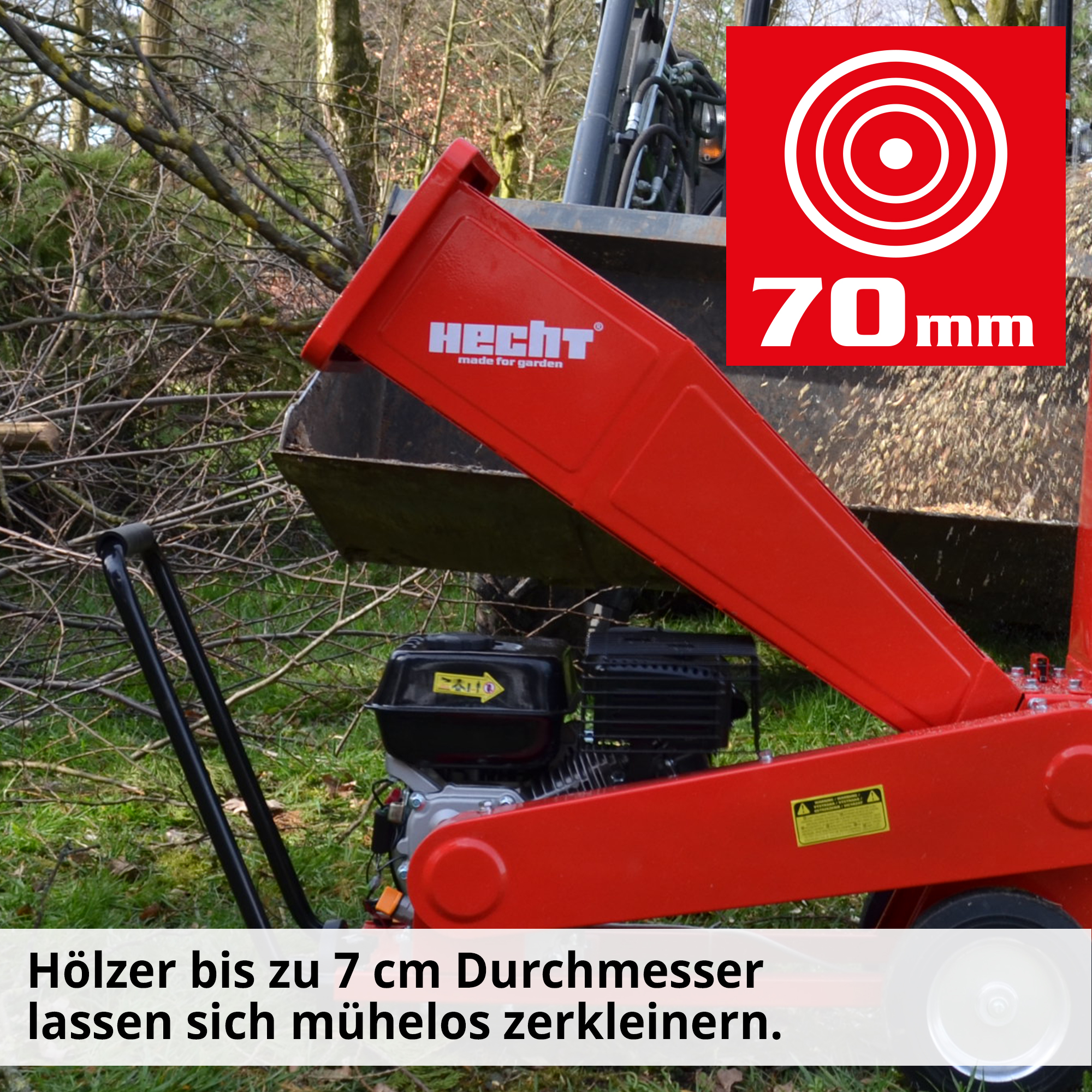 HECHT Benzin Gartenhäcksler 6208 Benzin Gartenhäcksler für das mühelose zerkleinern von Holz