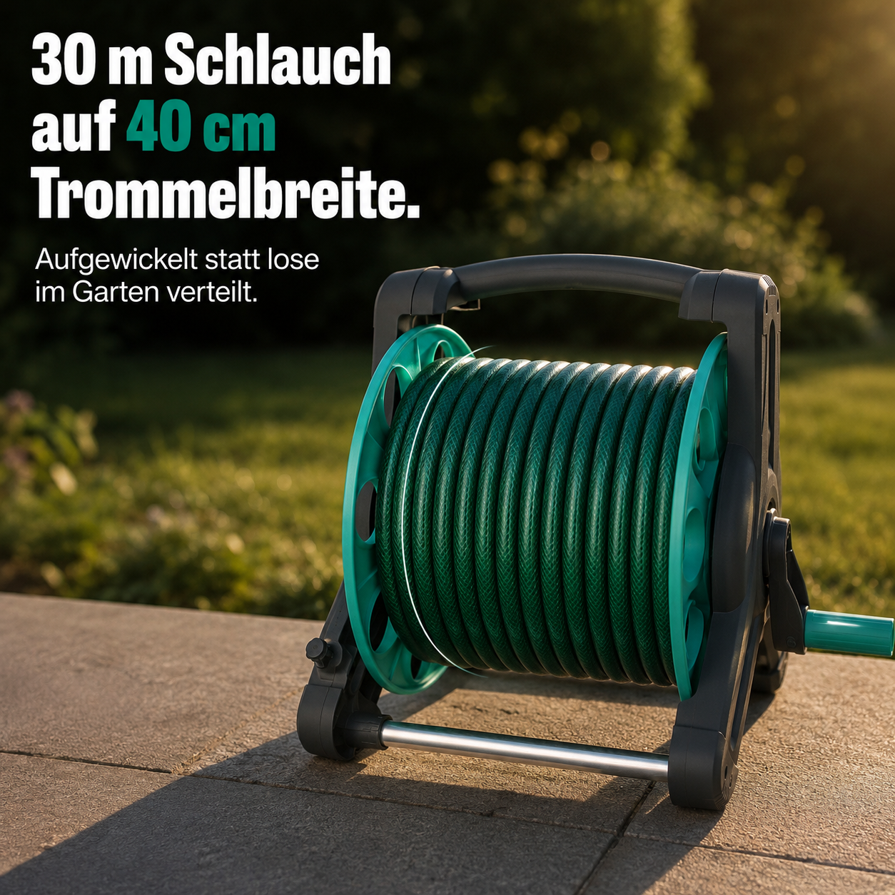 ONBEST Schlauchtrommel nimmt 30 m Gartenschlauch auf 40 cm Breite auf
