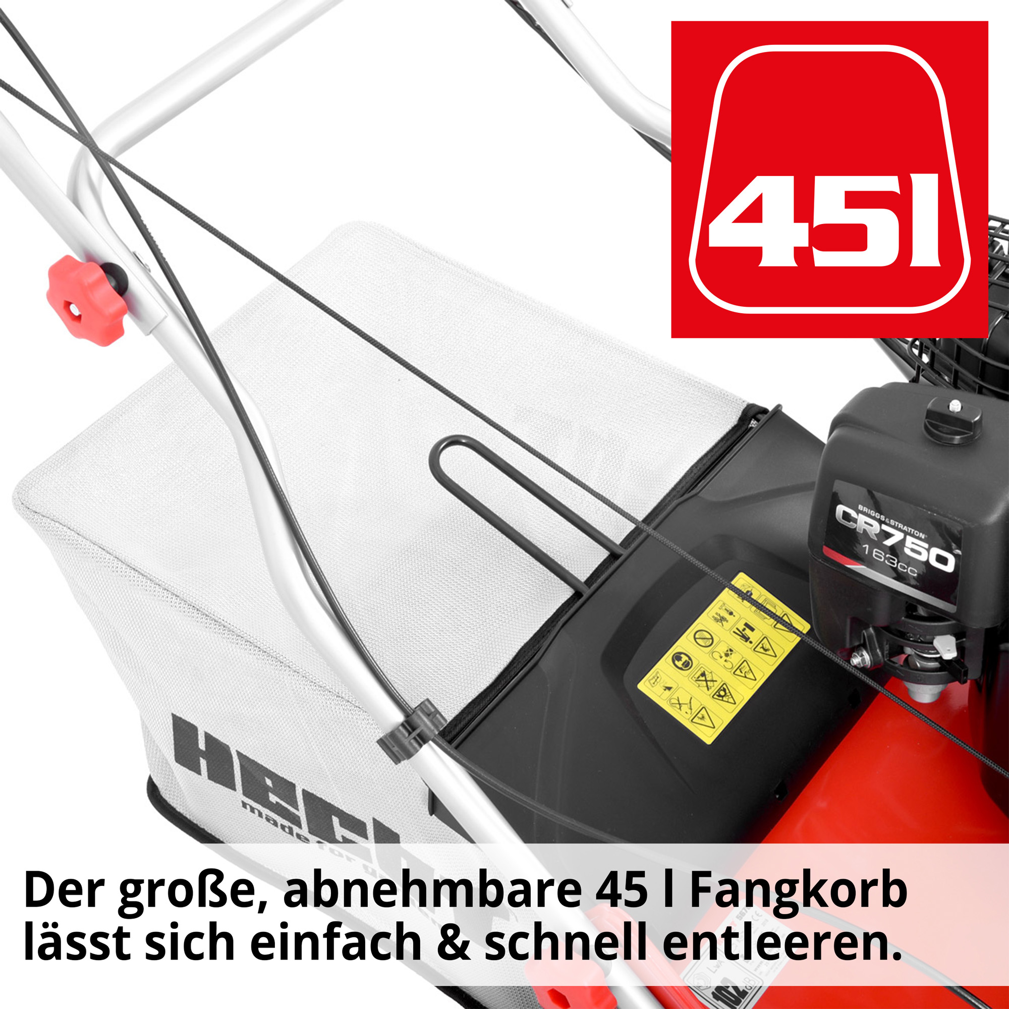 HECHT Benzin-Vertikutierer 5676  Benzin-Vertikutierer mit großem Fangkorb