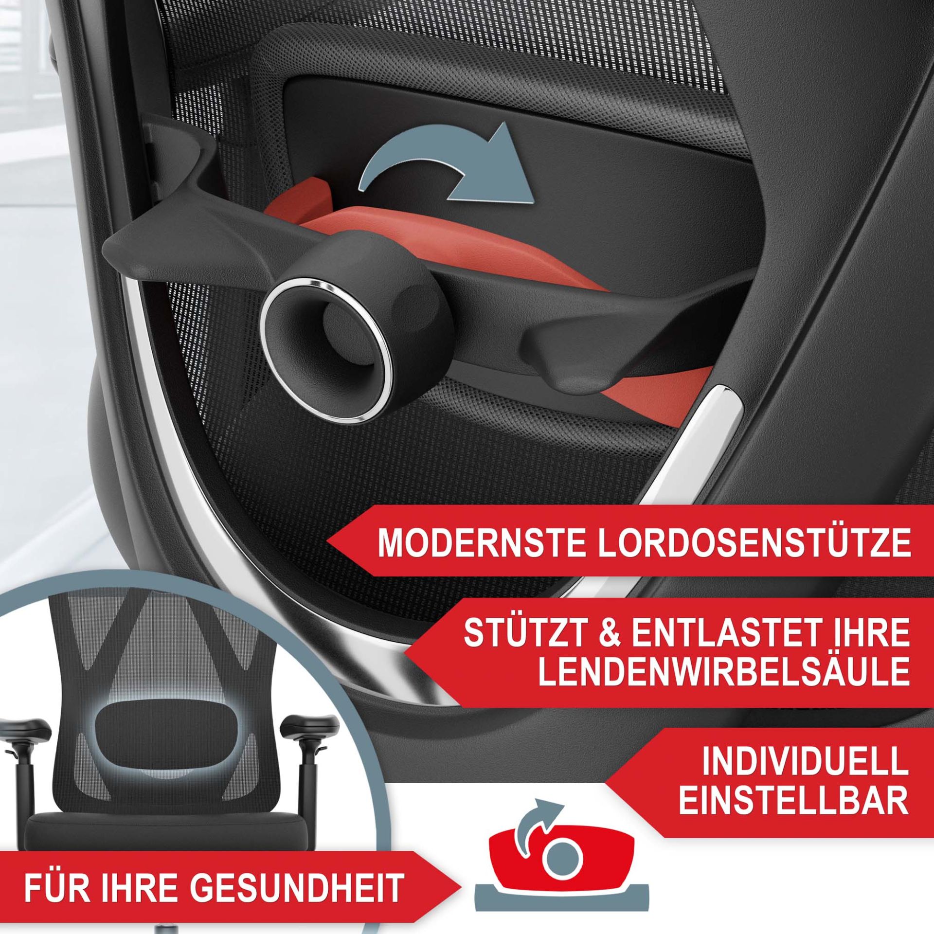 Bürostuhl Monaco schwarz - modernste Lordosenstütze stützt und entlastet Ihre Wirbelsäule, individuell Einstellbar, für Ihre Gesundheit Bürostuhl Monaco schwarz - modernste Lordosenstütze stützt und entlastet Ihre Wirbelsäule, individuell Einstellbar, für Ihre Gesundheit