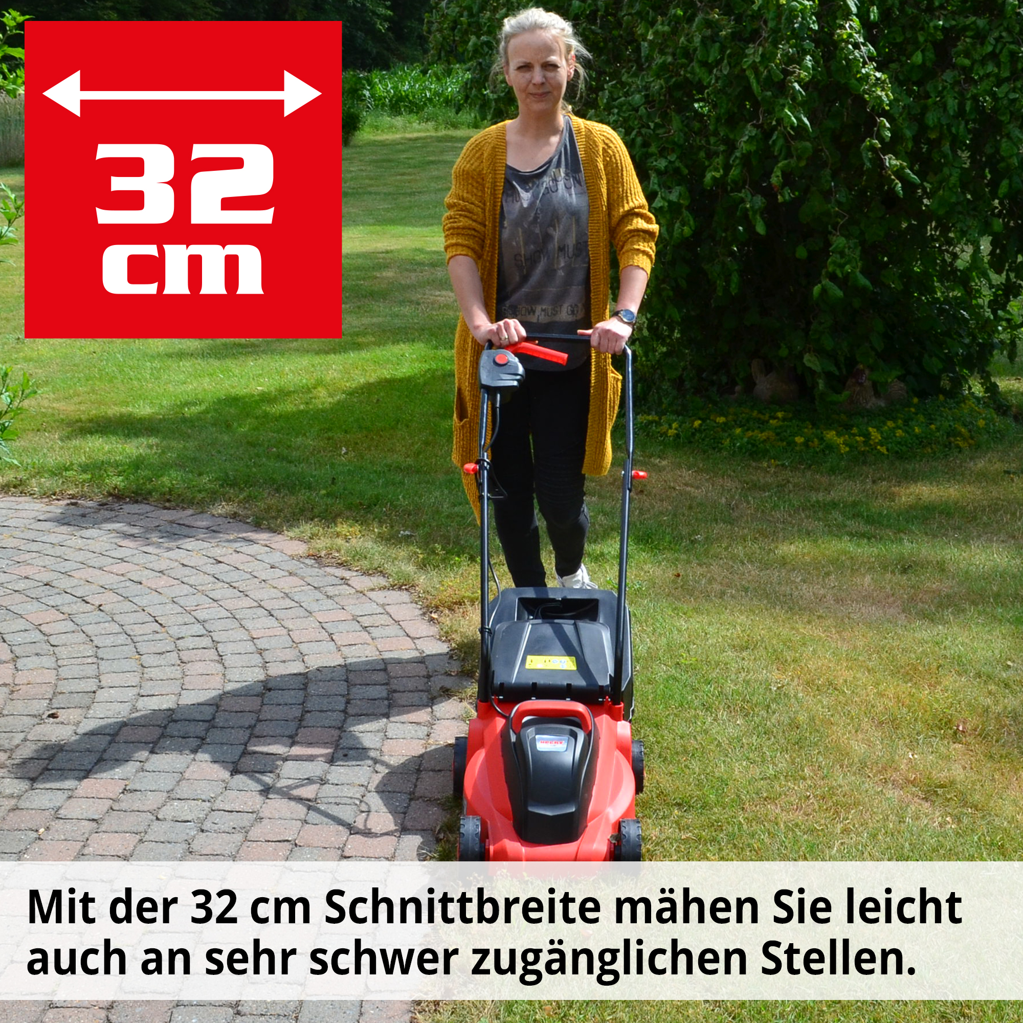 Elektro-Rasenmäher- mit 32 cm Schnittbreite ideal für kleine Gärten 