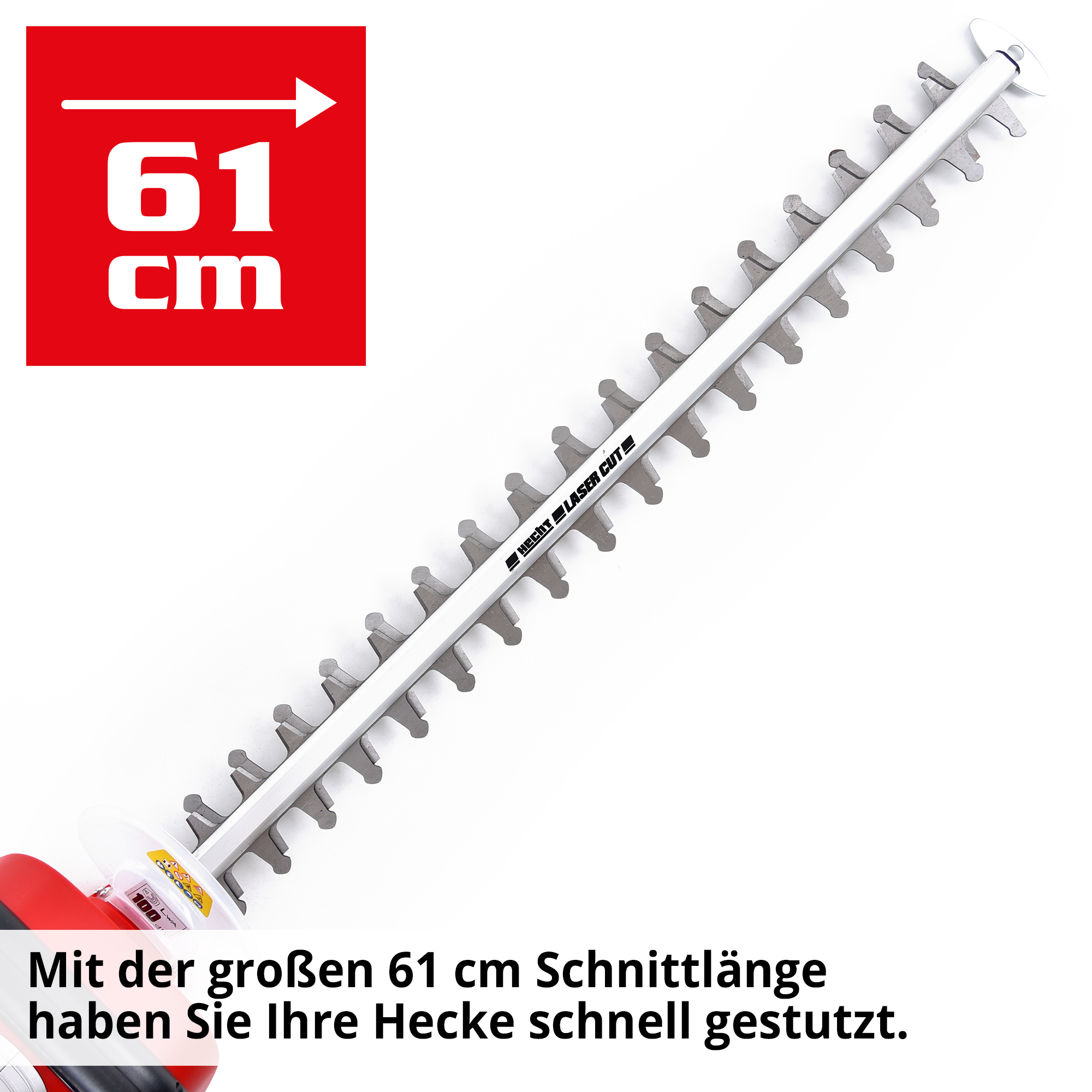 Elektro-Gartenschere mit 61 cm Schnittlänge für schnelles vorankommen 
