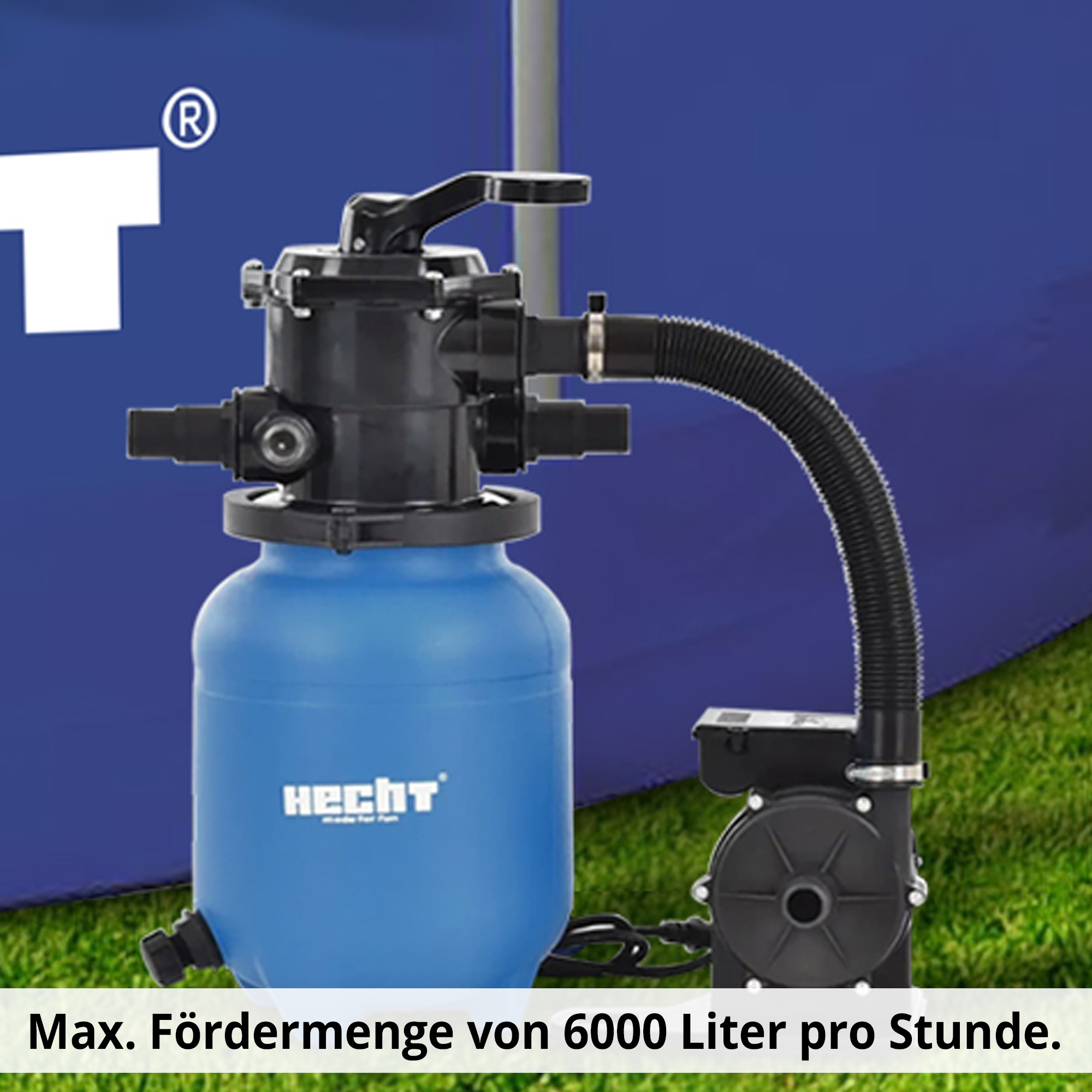 Hecht 302200 Sandfilteranlage mit hoher Fördermenge von 6000 Liter pro Stunde