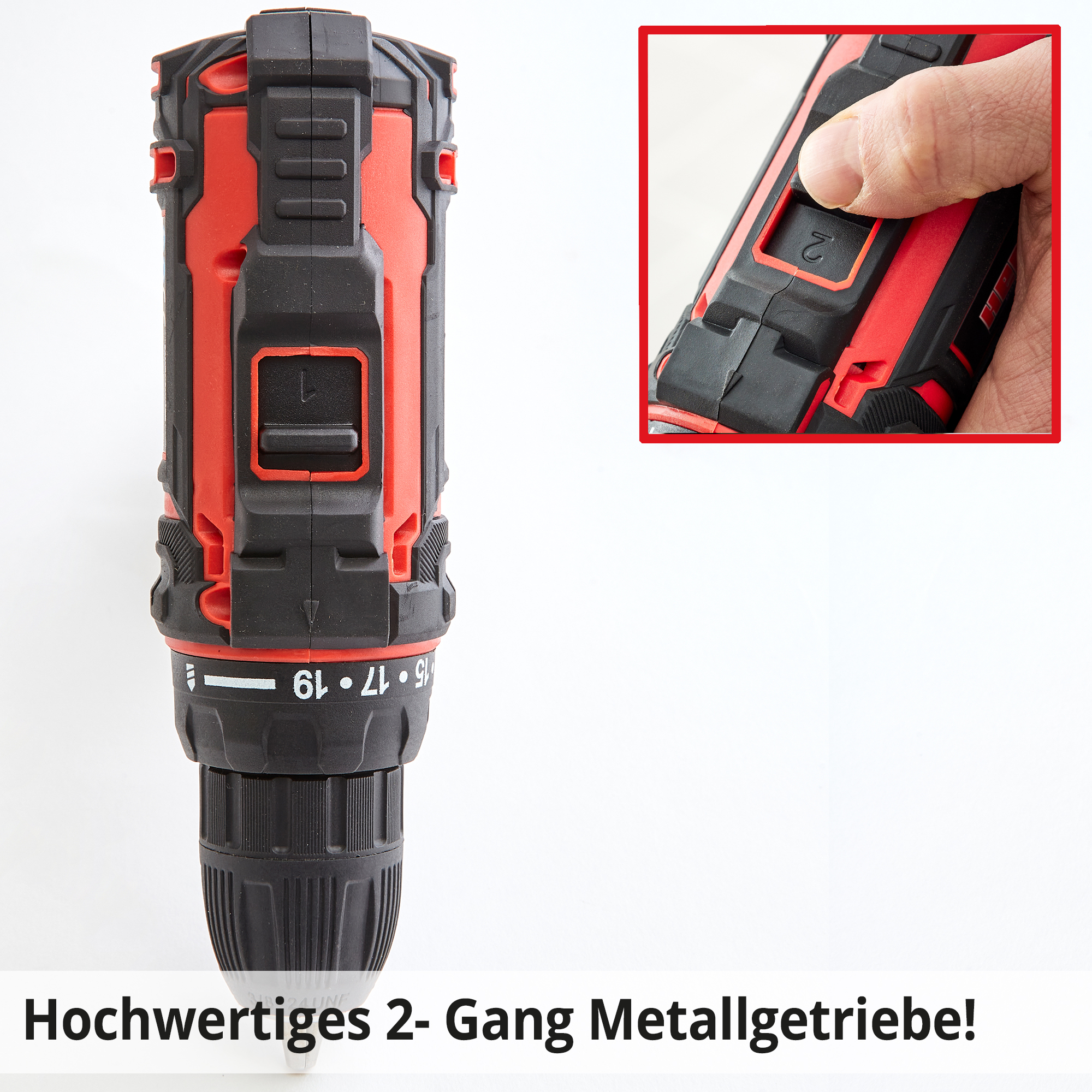 HECHT 1242 Akkuschrauber; Hochwertiges 2-Gang Metallgetriebe