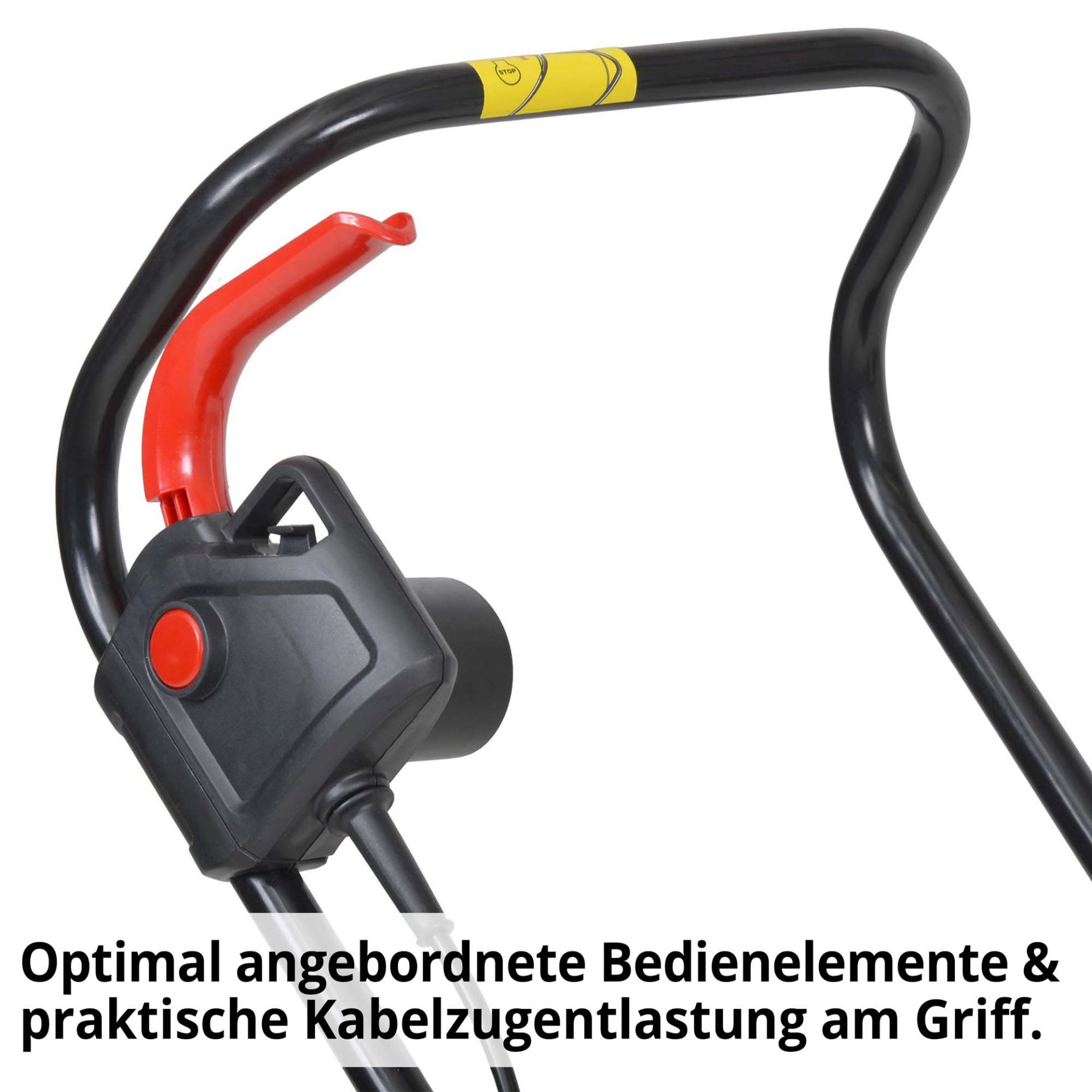 Hecht Elektro-Rasenmäher mit Softgriff und Bedienelementen am Führungsholm 