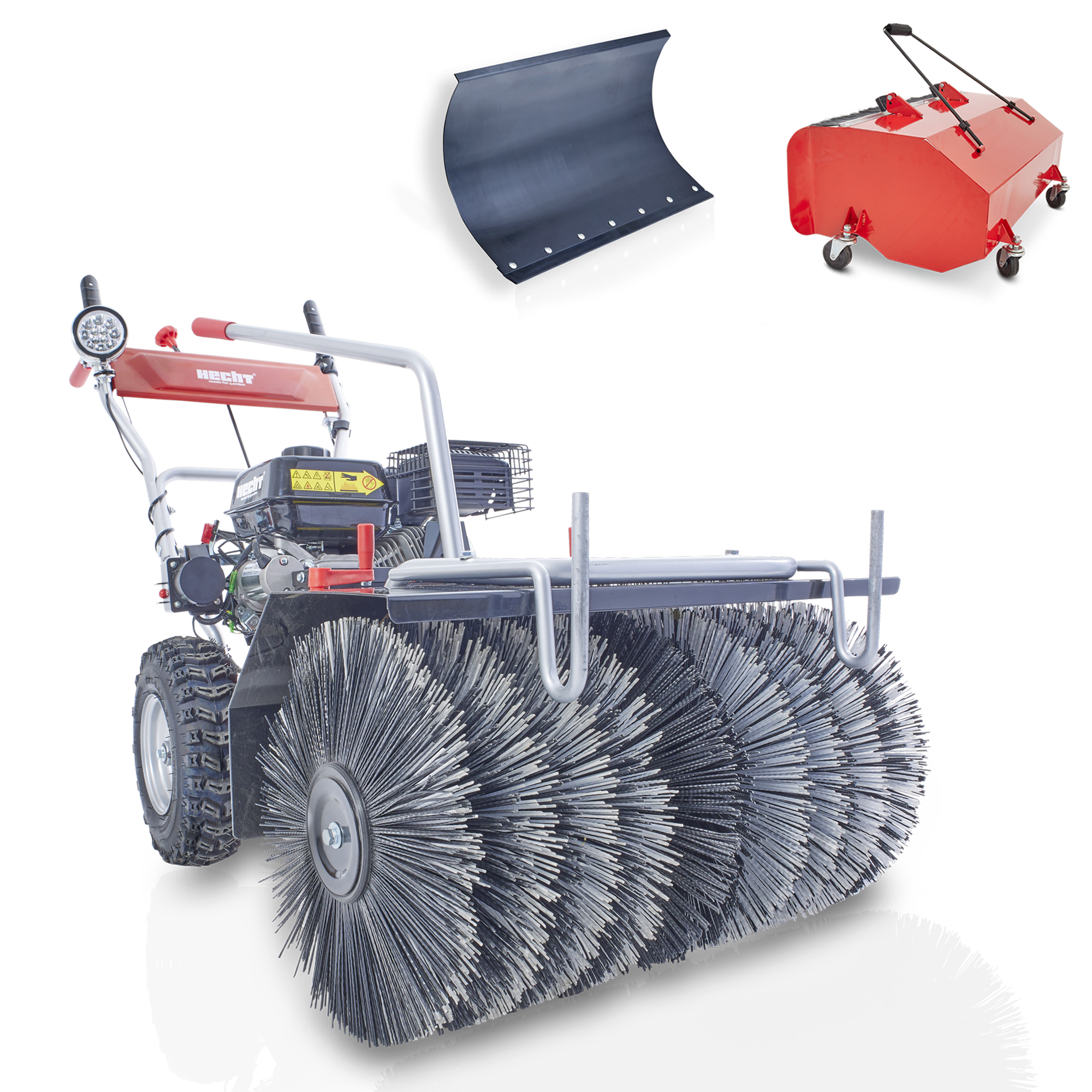 HECHT Benzin Kehrmaschine »8616 SE Set 2« Benzin-Kehrmaschine mit großer Arbeitsfläche inkl. Schneeschild und Auffangbox