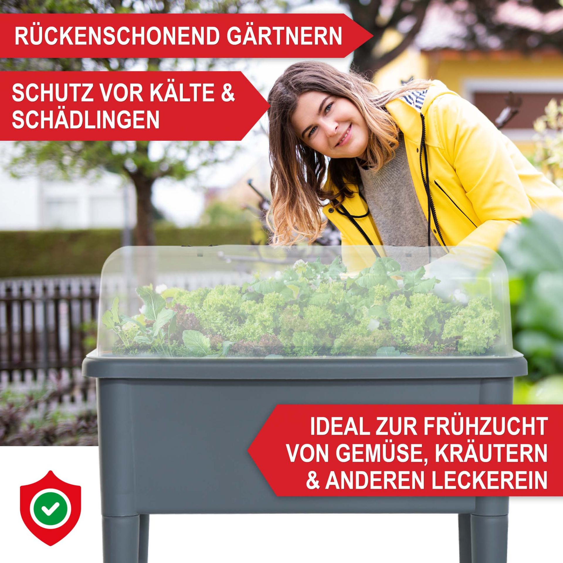 Hochbeet Kunststoff grau - Rückenschonend Gärtnern; Schutz vor Kälte und Schädlingen; idealer zur Frühzucht von Gemüse, Kräutern und anderen Leckereien