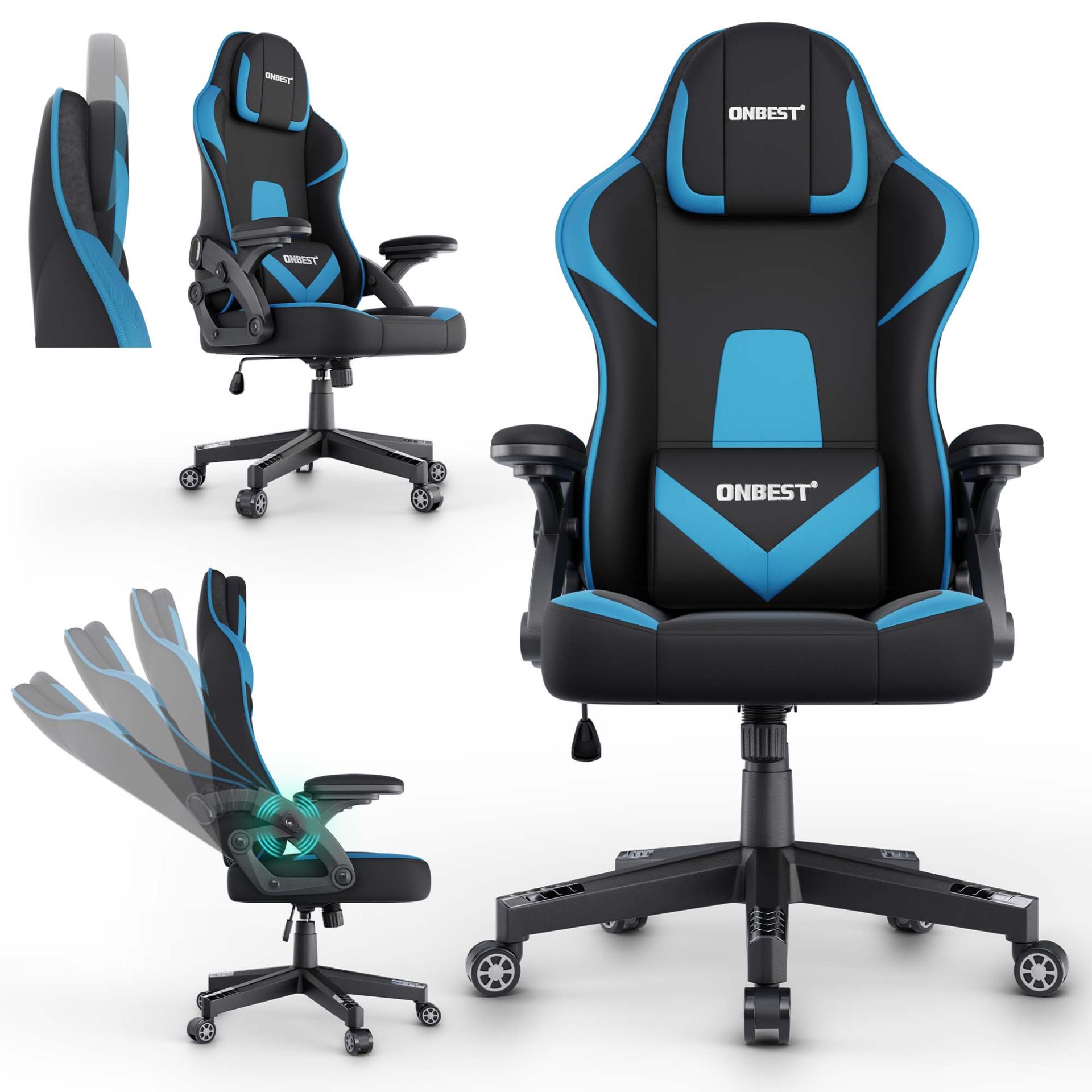 Gaming Stuhl schwarz/ blau - Verstellbare Rückenlehne