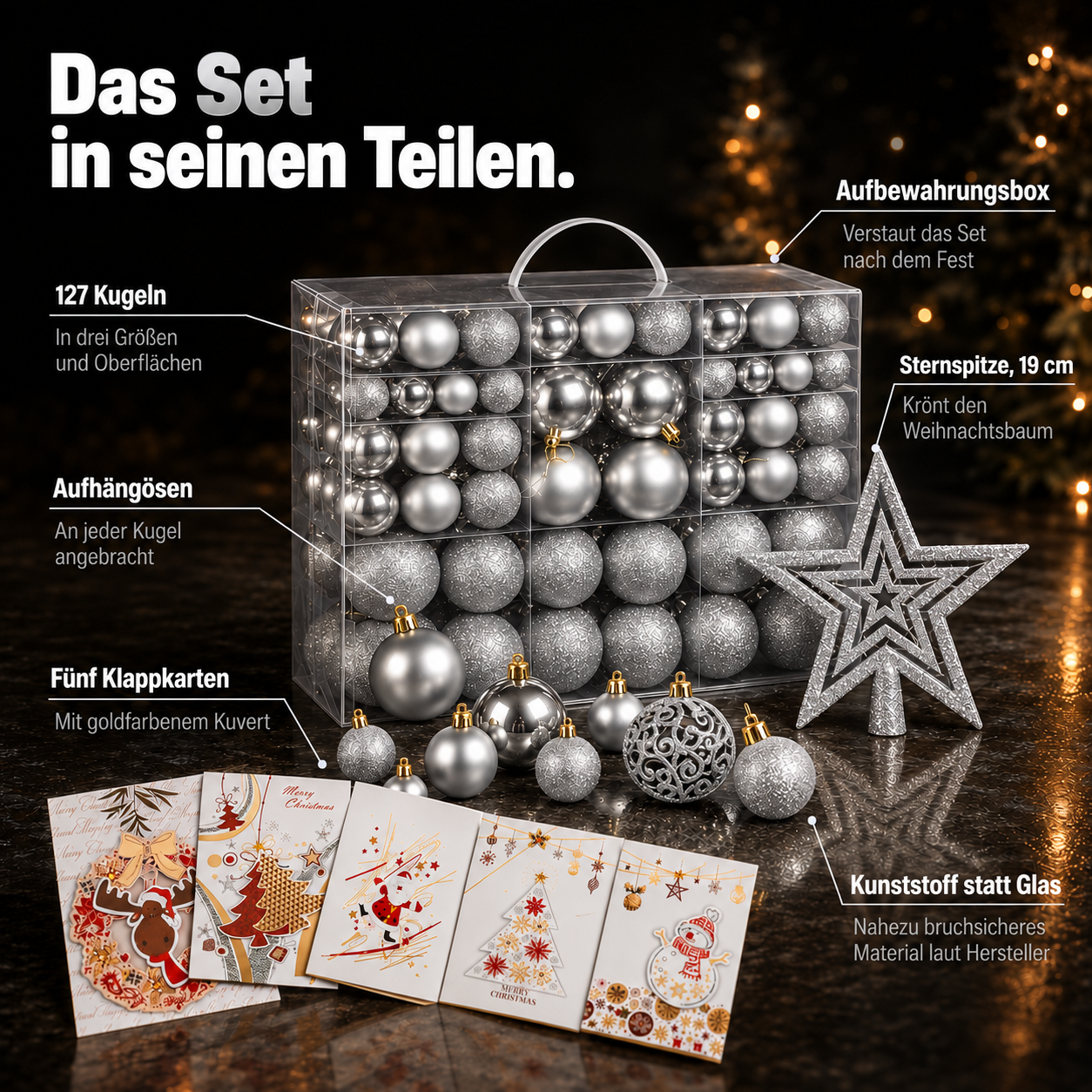 ONBEST Weihnachtskugeln: Praktische Aufbewahrungsbox für das Set (Dieses Bild wurde mit Hilfe von KI generiert.)