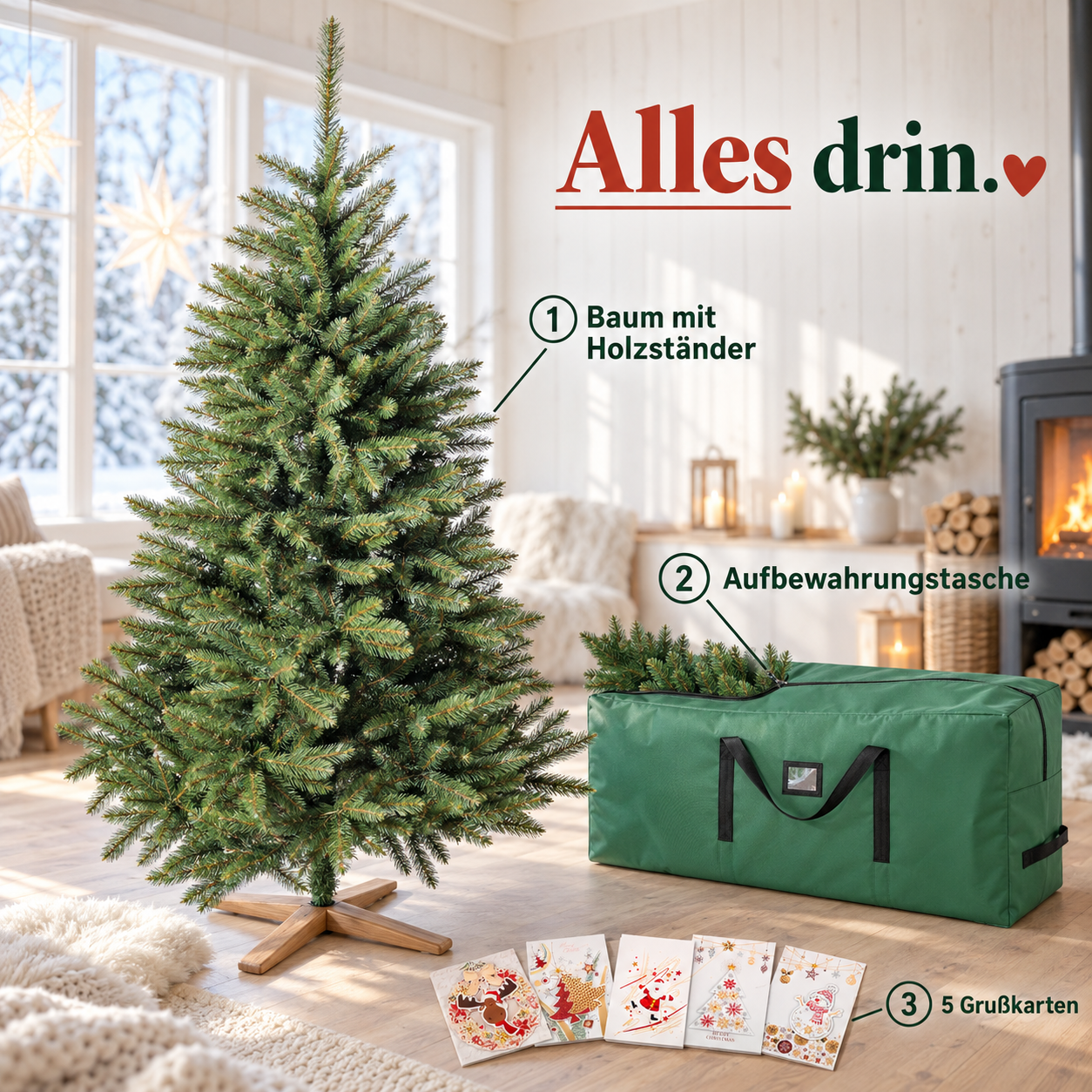 ONBEST Tannenbaum Classic: Künstliche Tanne in den Höhen 180 cm und 220 cm (Dieses Bild wurde mit Hilfe von KI generiert.)