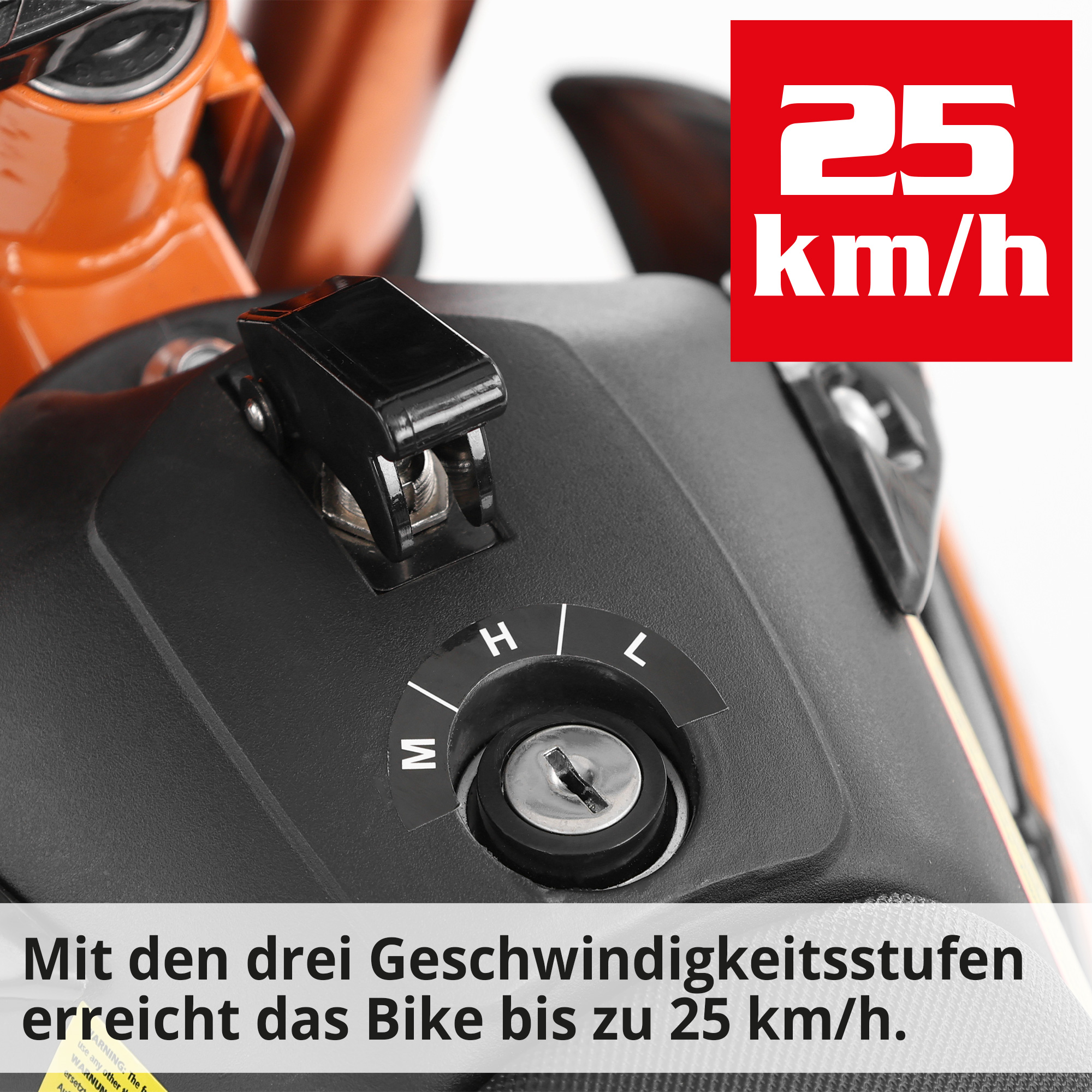 Drehschalter des Elektro Pocketbikes mit drei Geschwindigkeitsstufen