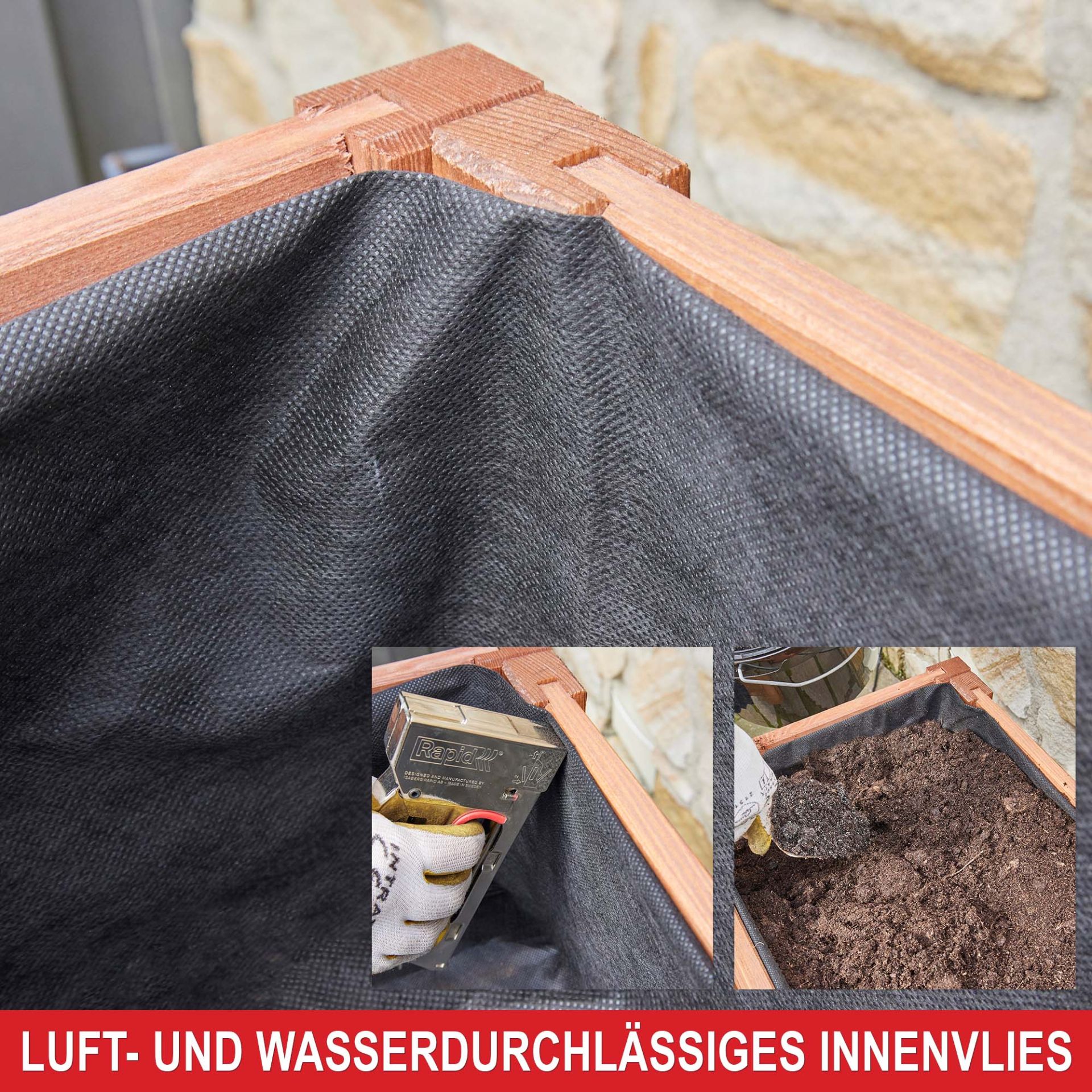  Hochbeet Summer - Luft- und Wasserdurchlässiges Innenvlies