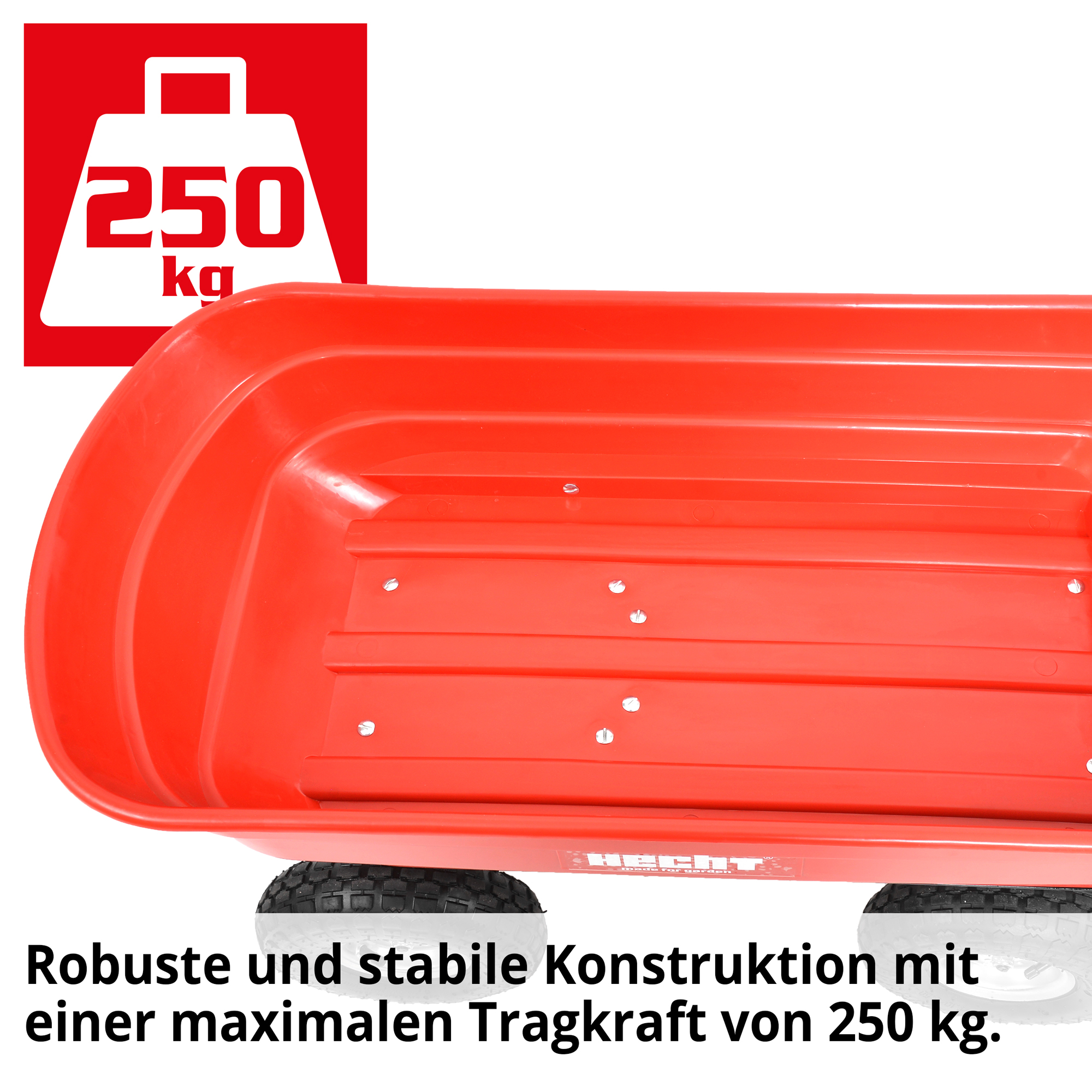Transportwagen HECHT mit robuster Wanne – Tragkraft bis 250 kg für sicheren Transport im Garten