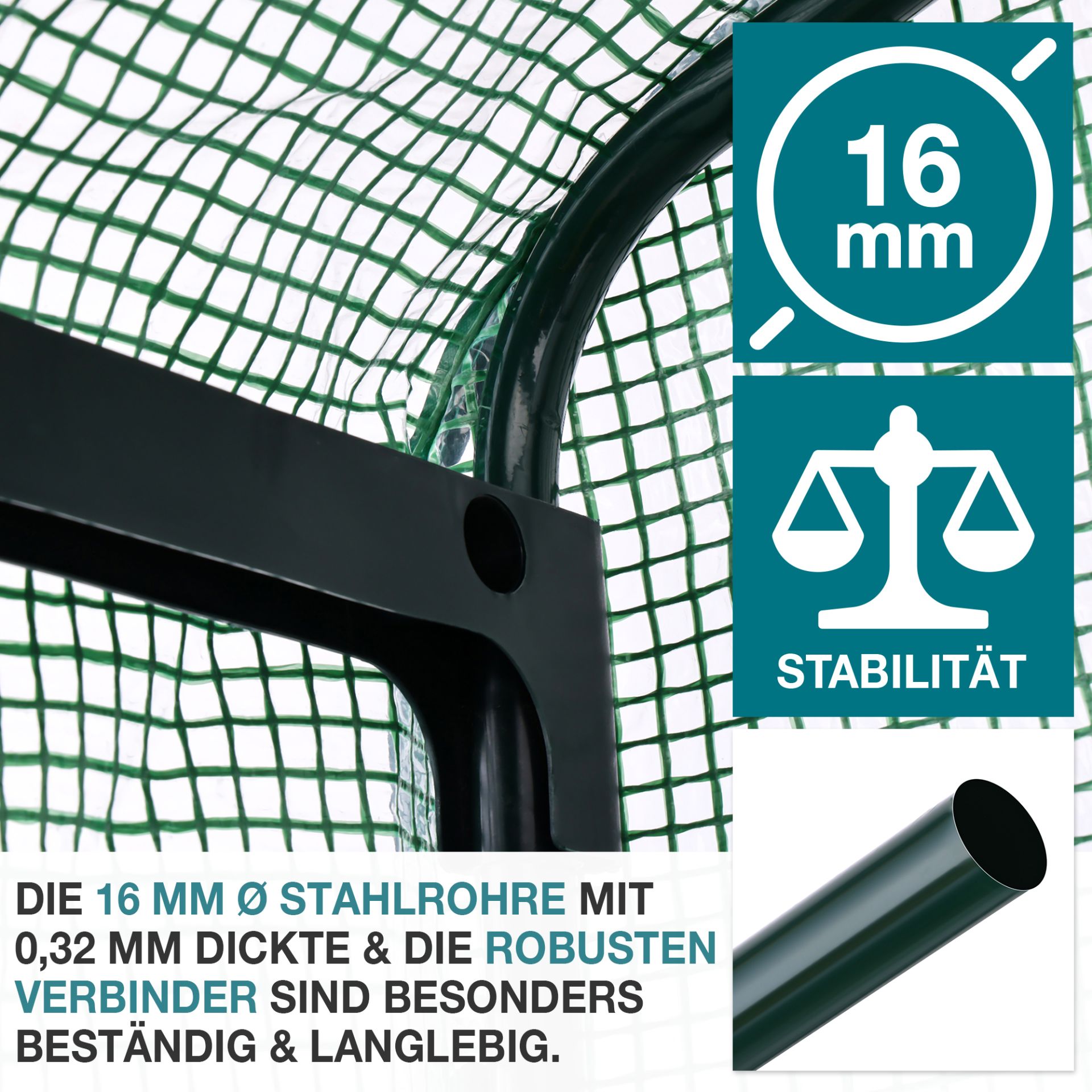 TOM Anzucht Gewächshaus GH-33; Robuste Stahlrohre