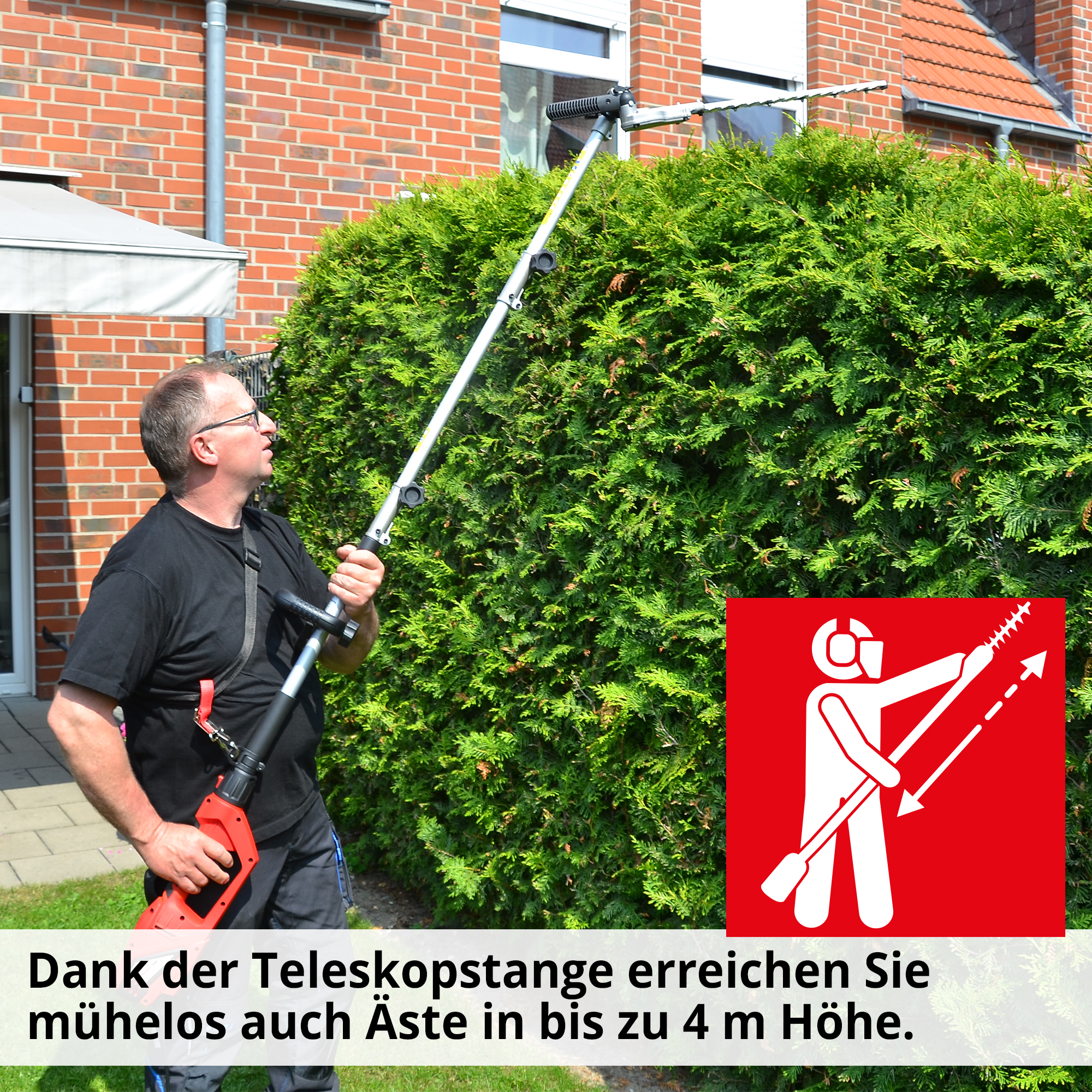 Elektro-Heckenschere mit 4 m hohen verstellbaren Teleskopstab 