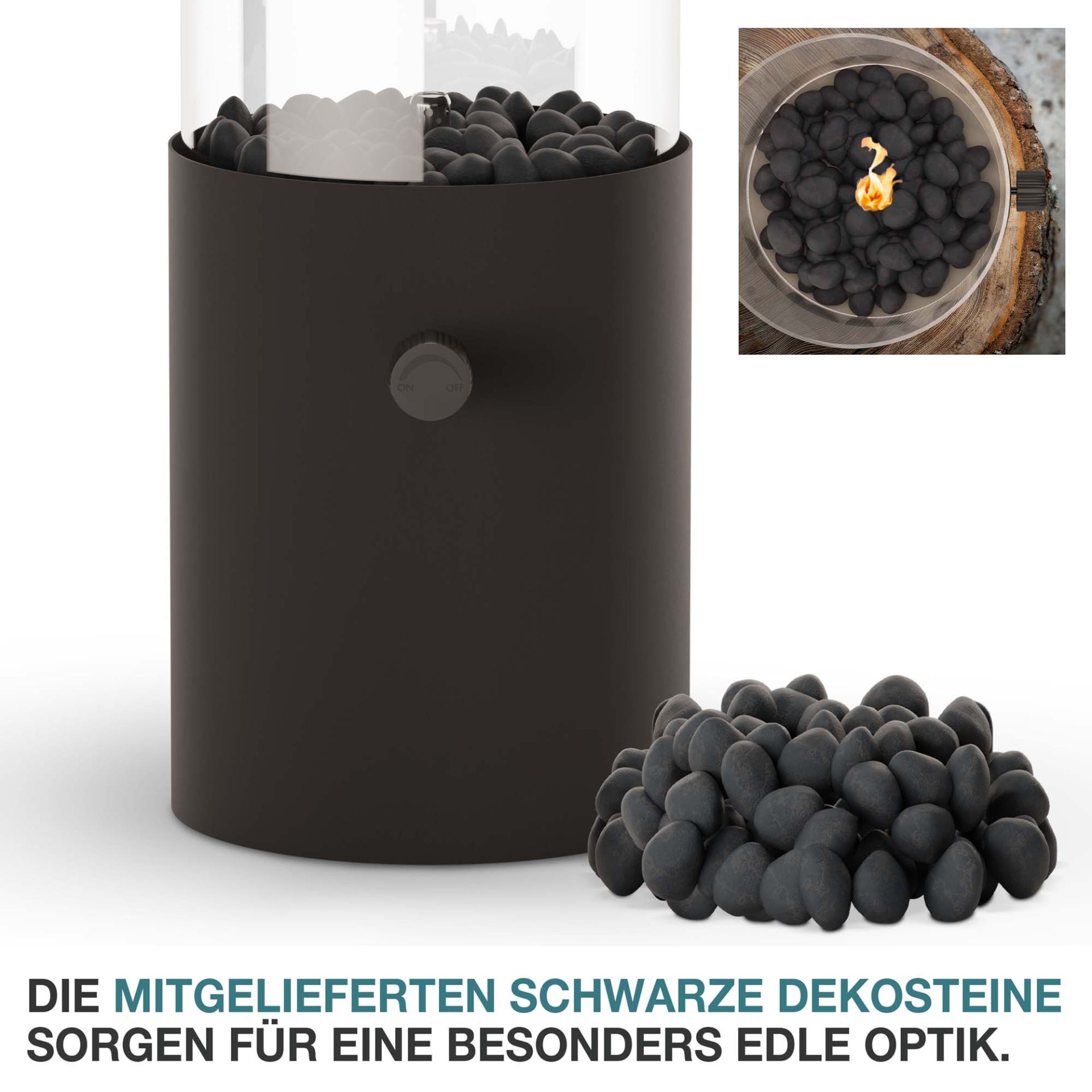 Dekosteine für den Tischkamin sorgen für eine edle Optik