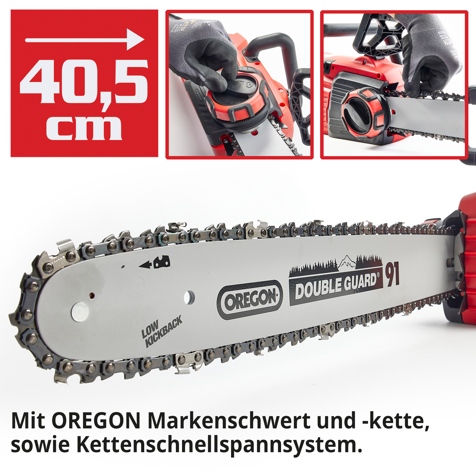 Elektro Kettensäge OREGON 40,5 cm Markenschwert Kette Kettenschnellspannsystem werkzeuglos