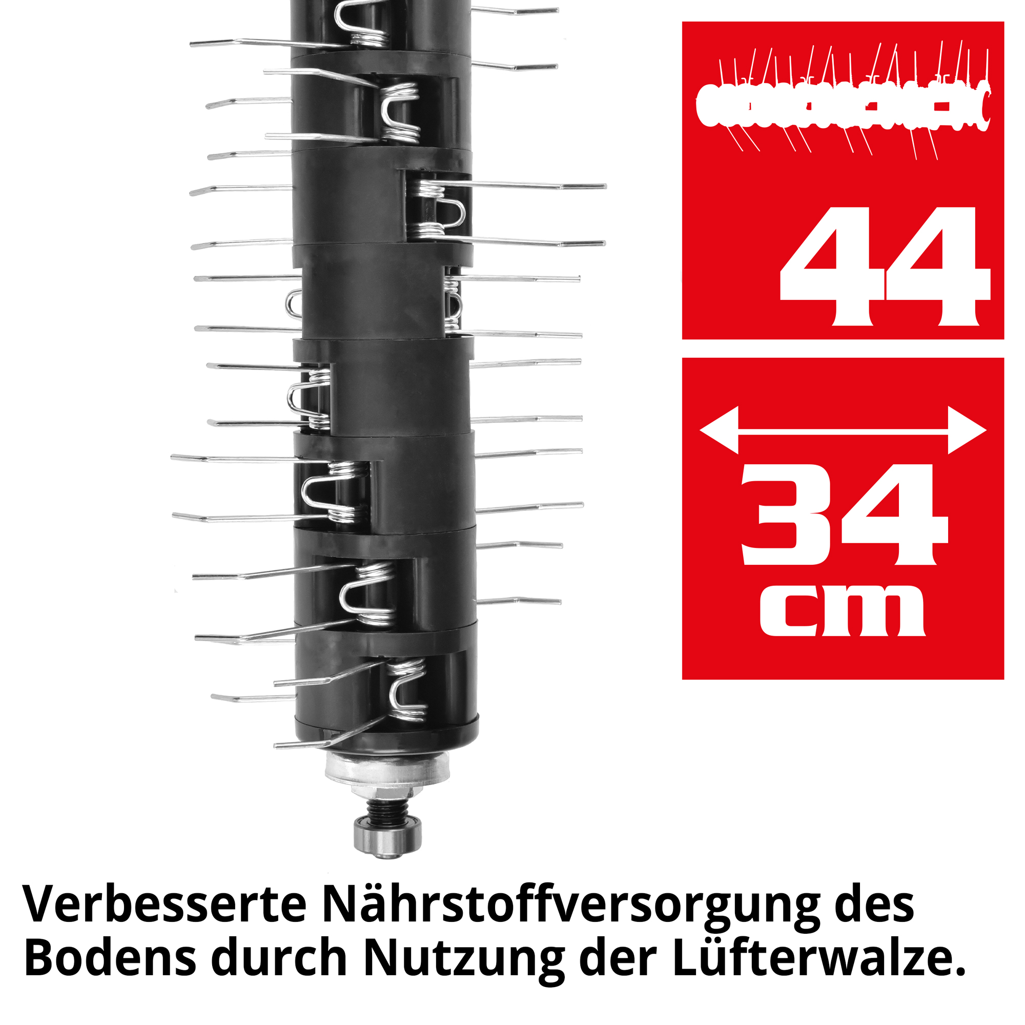 Vertikutierer; 34 Zentimeter breite Lüfterwalze