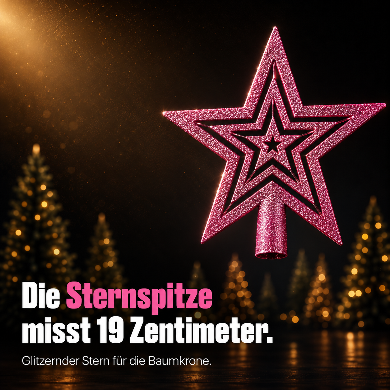 ONBEST Christbaumschmuck: Glitzernde Sternspitze mit 19 cm Größe (Dieses Bild wurde mit Hilfe von KI generiert.)