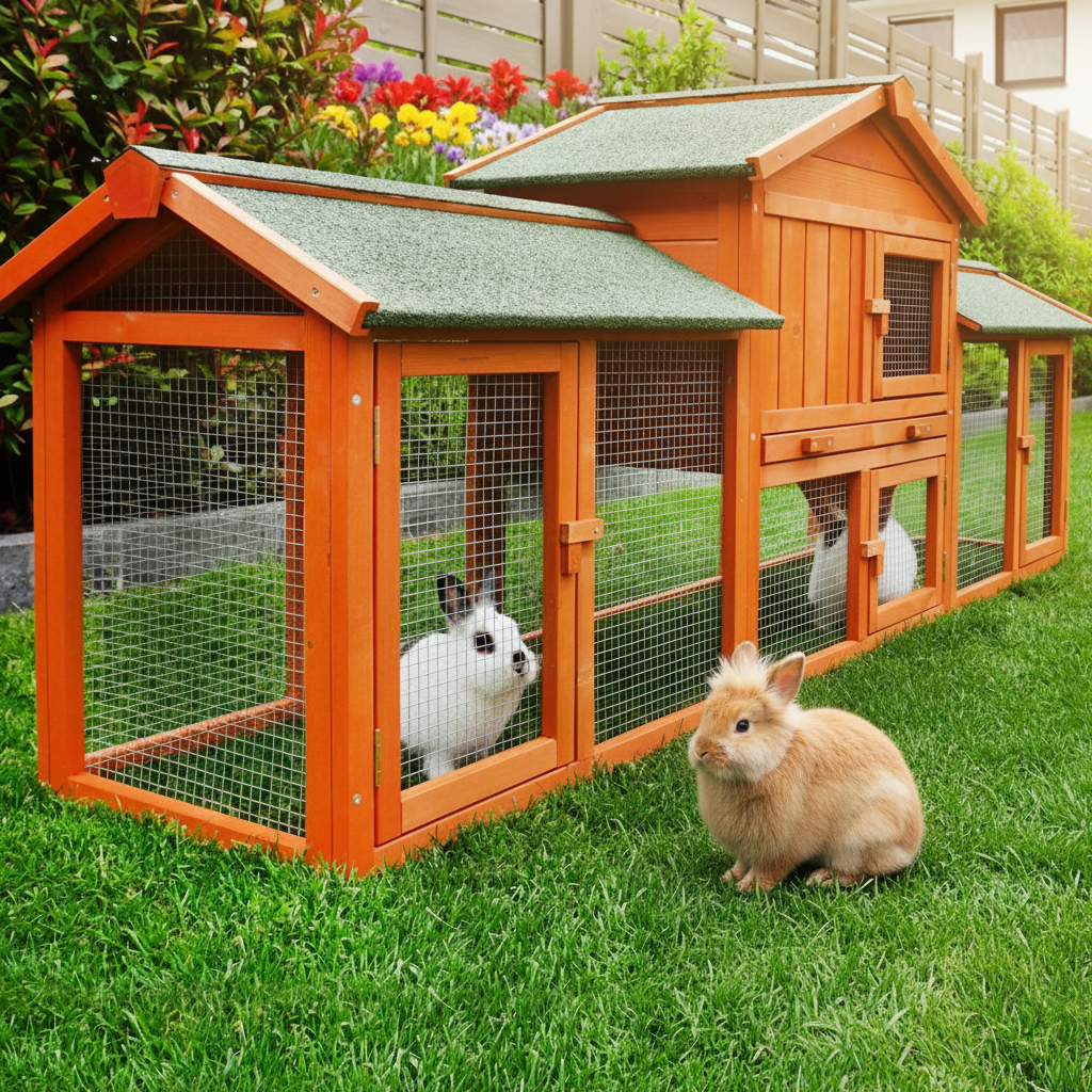 Kaninchenstall XXL | winterfest mit Auslauf & Kotschublade