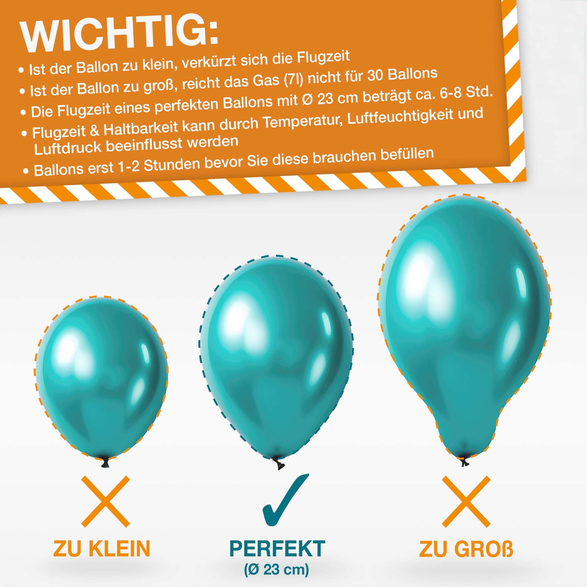 TOM Helium Ballongas HE-700; 6-8 Stunden Flugzeit bei 23 Zentimeter Durchmesser