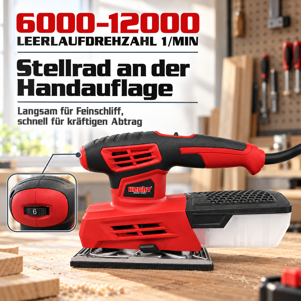 Schleifgerät Drehzahl: Praktisches Stellrad für 6000 bis 12000 U/min (Dieses Bild wurde mit Hilfe von KI generiert.)