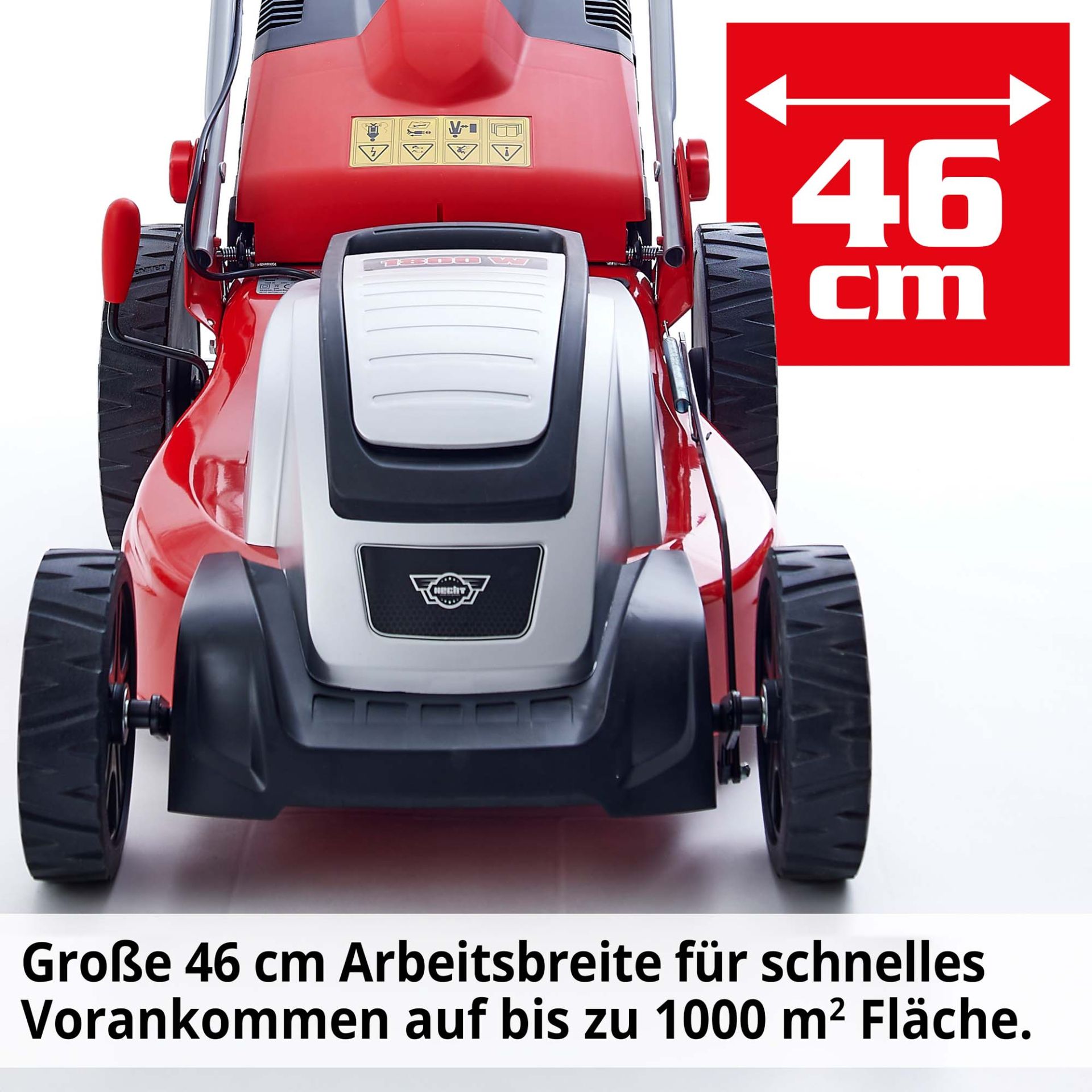 Hecht Elektro-Rasenmäher mit 46 cm Schnittbreite für Flächen bis zu 100 qm 
