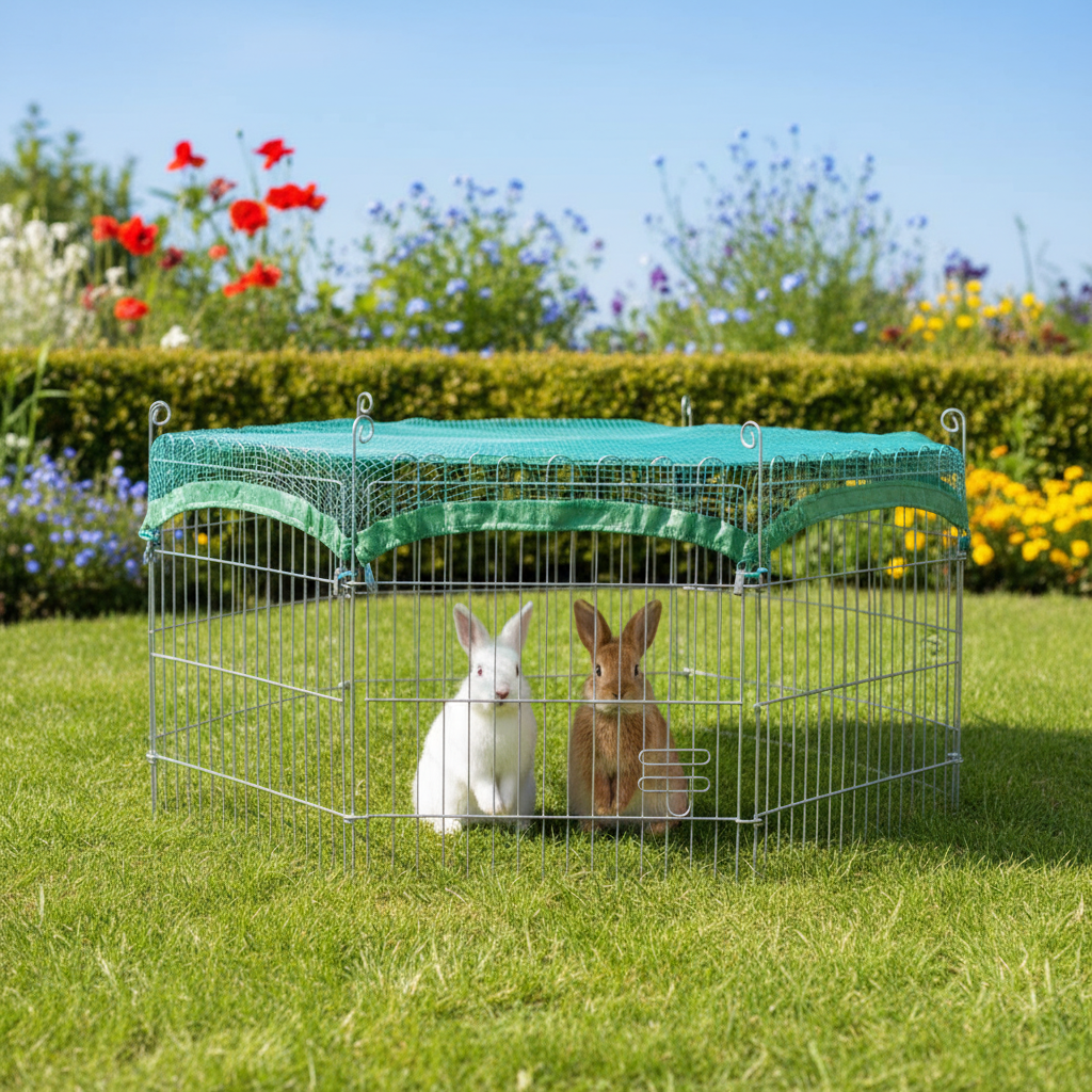 Auslaufgehege mit Steckverbindung – schneller Auf- und Abbau auf Rasen Auslaufgehege mit Steckverbindung – schneller Auf- und Abbau auf Rasen