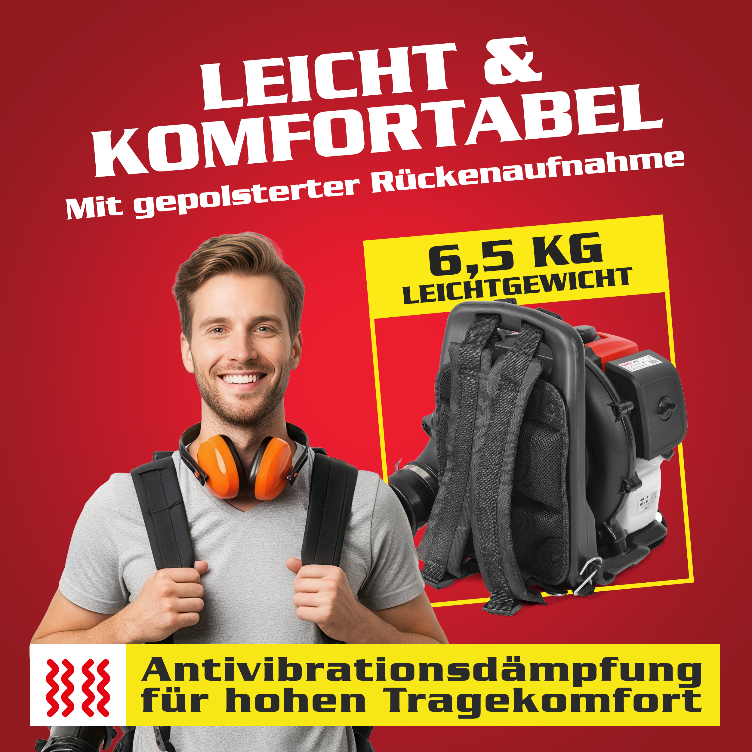 Benzin-Laubbläser mit leistungsstarkem 2 Takt-Motor und 1 Ps 